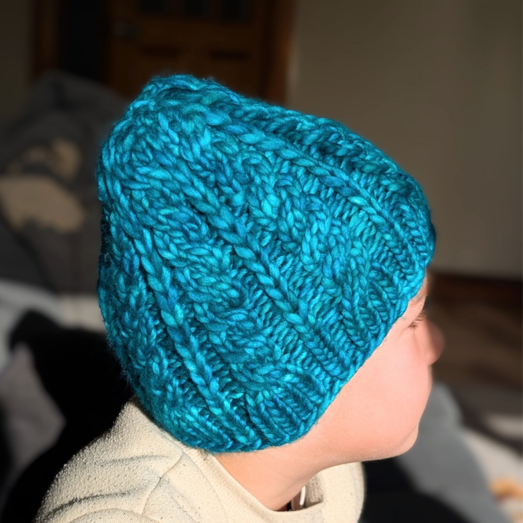 Kids Cable Beanie, Australian Merino Wool.