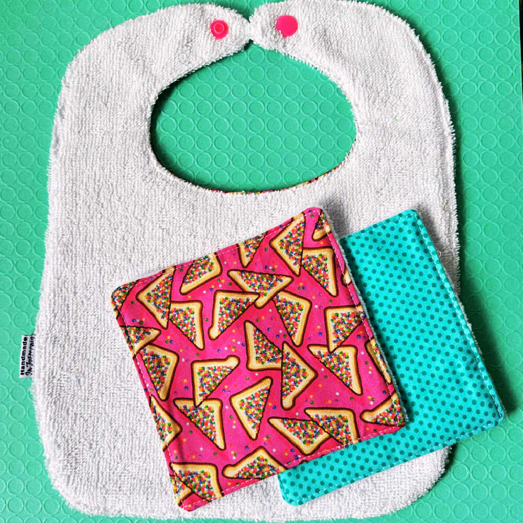 Large Size Fairy Bread Bib & Wash Cloth Set