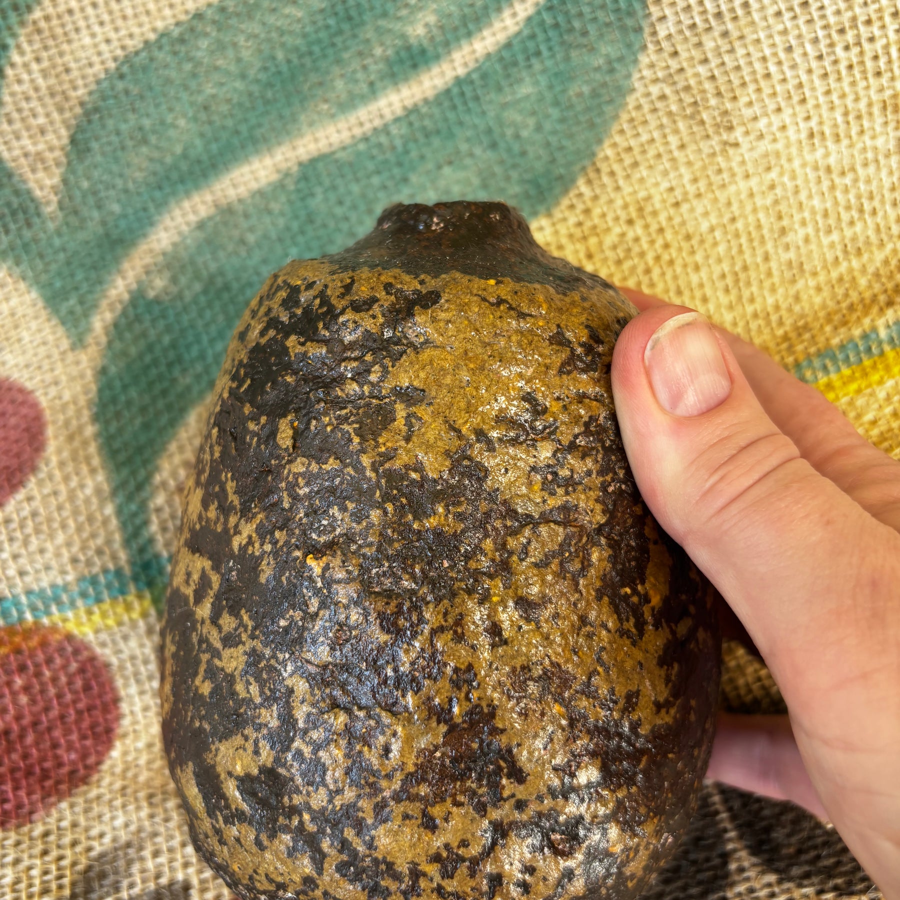 Mustard and brown little vase