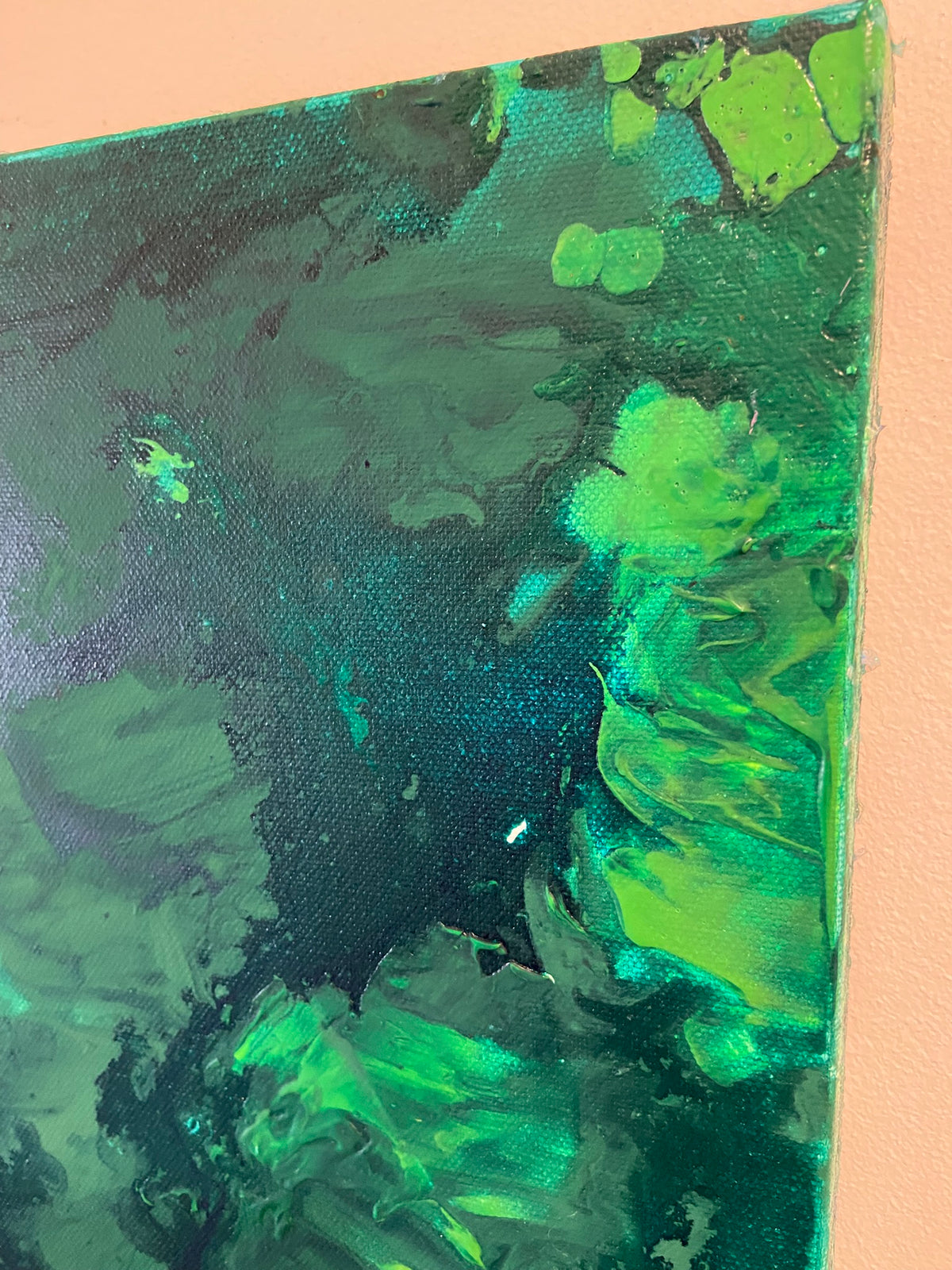 Green Aventurine Wall Art Original Abstract Acrylic Canvas Painting