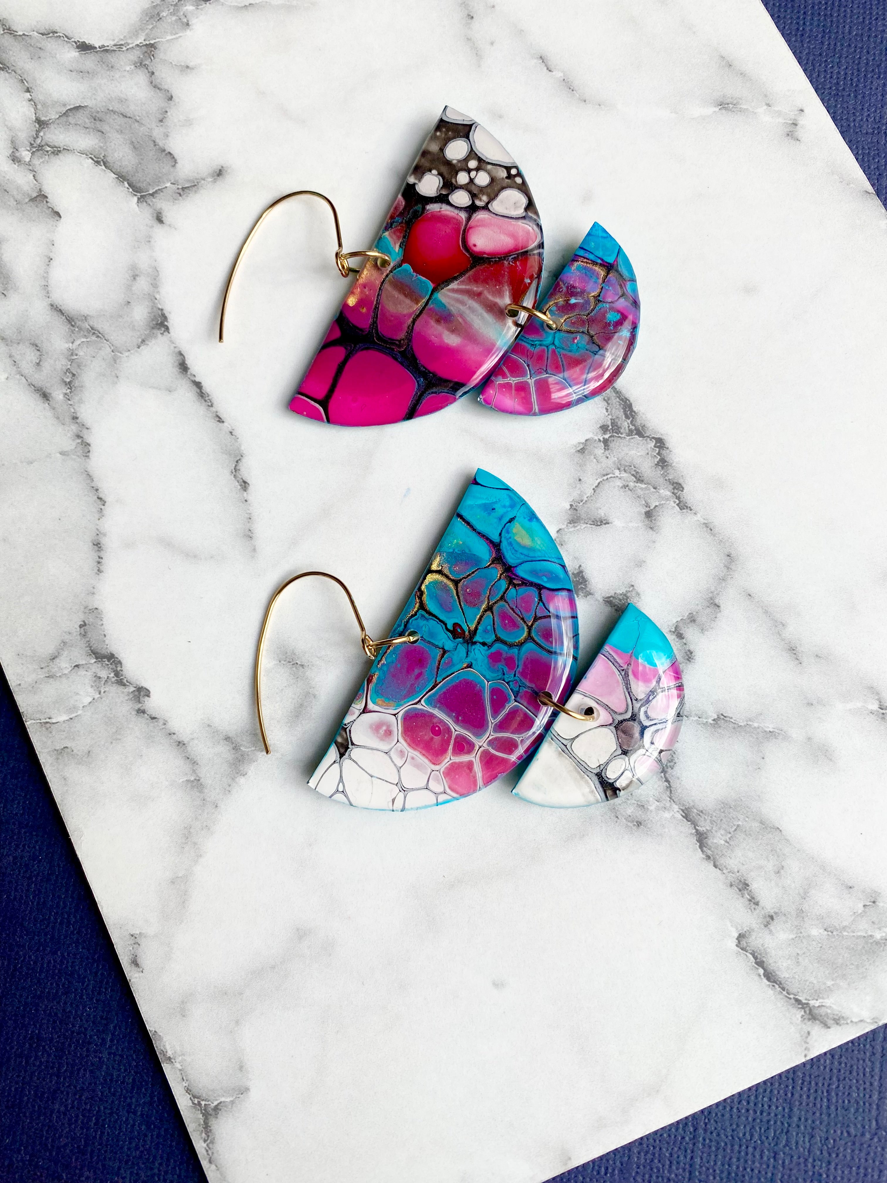 Magenta Turquoise Wearable Art Colourful Lightweight Earrings