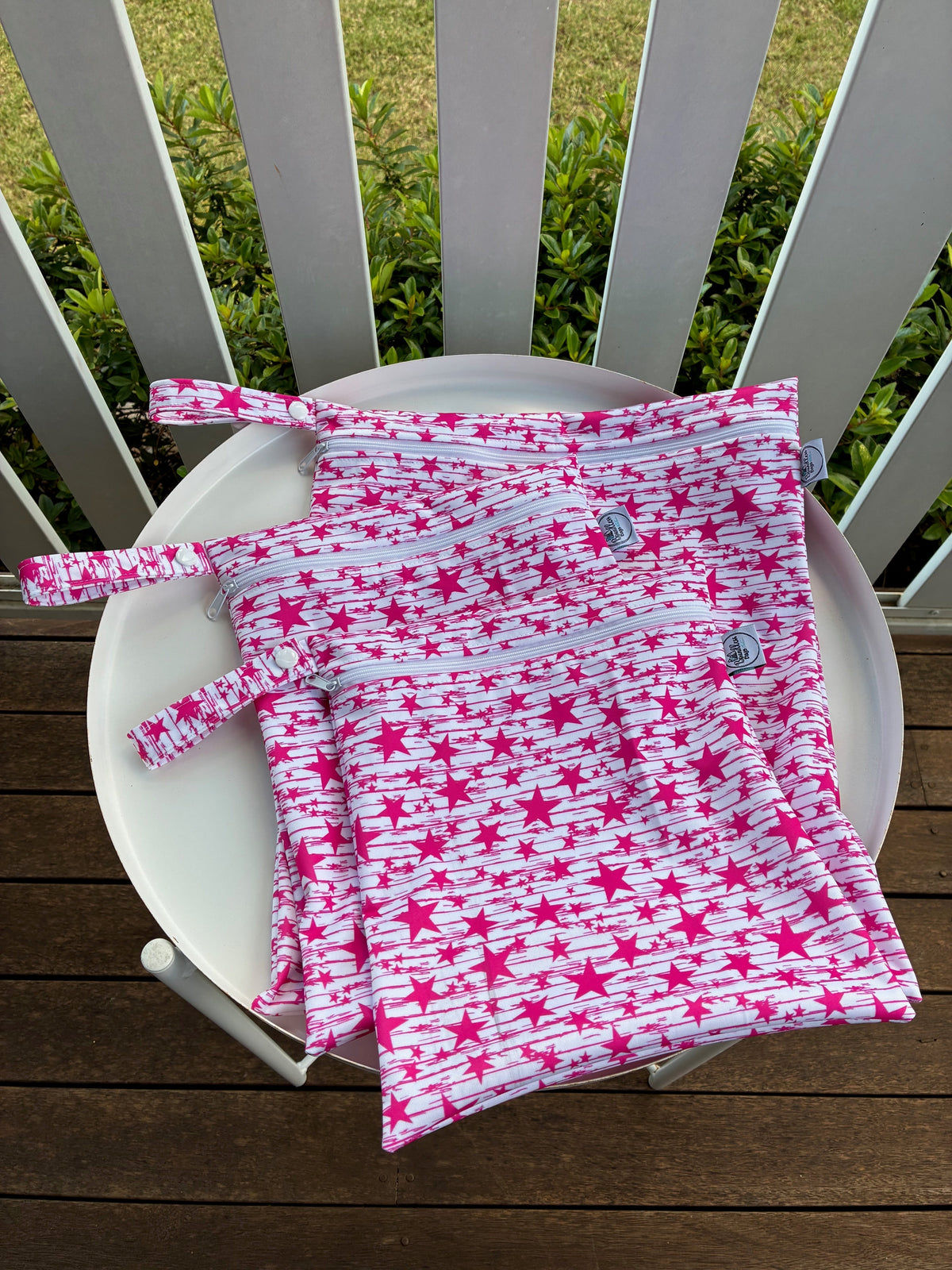 READY MADE Water-resistant wet bags - Ballerina Pink Stars (Annette Winter)  | Ready to ship | FREE Postage
