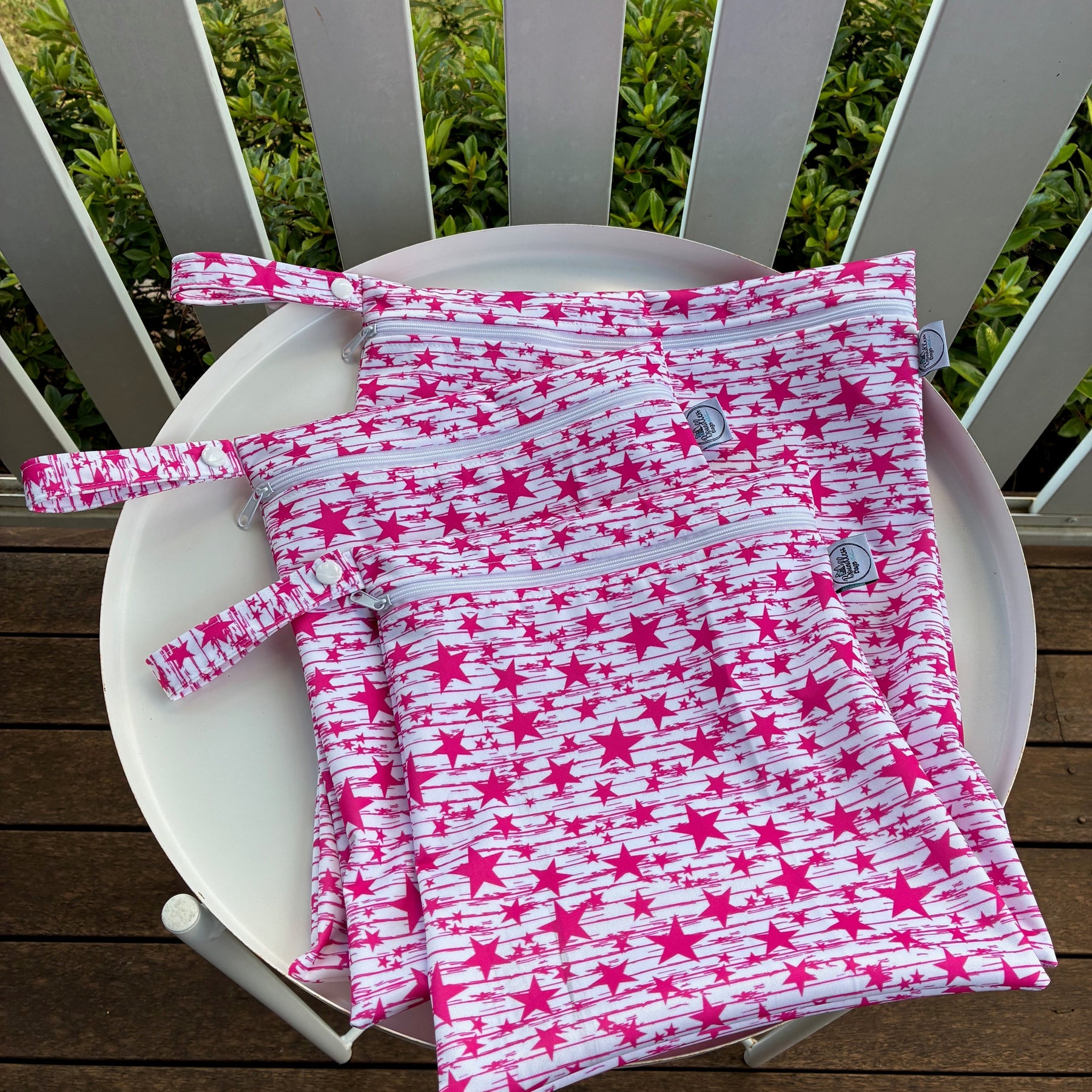 READY MADE Water-resistant wet bags - Ballerina Pink Stars (Annette Winter)  | Ready to ship | FREE Postage