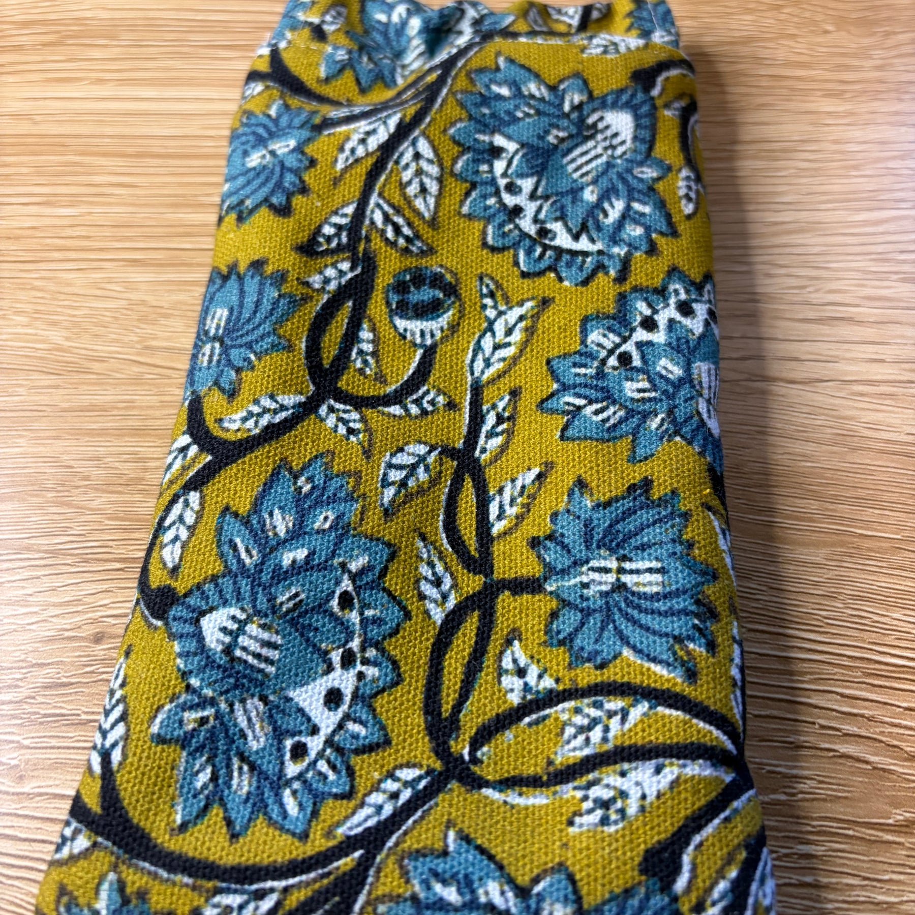 gorgeous green, blue floral cotton fabric sunglass pouch - violetclothing - free postage