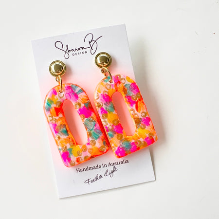 Earrings~Handpainted~Neon~Dangles ~affordable