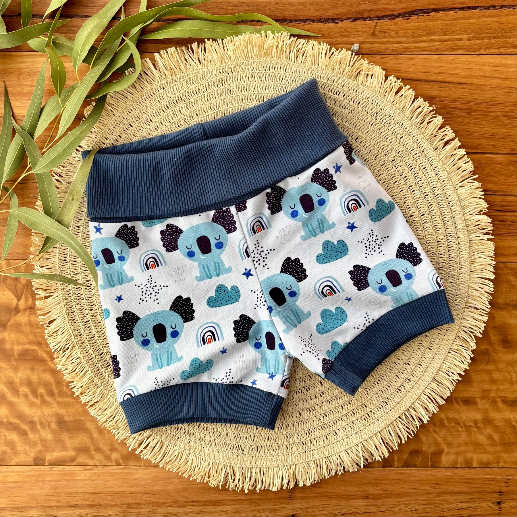 Baby Short Sleeved Bodysuit and Shorts | Blue Koalas | Size premmie to 2 | Made to order