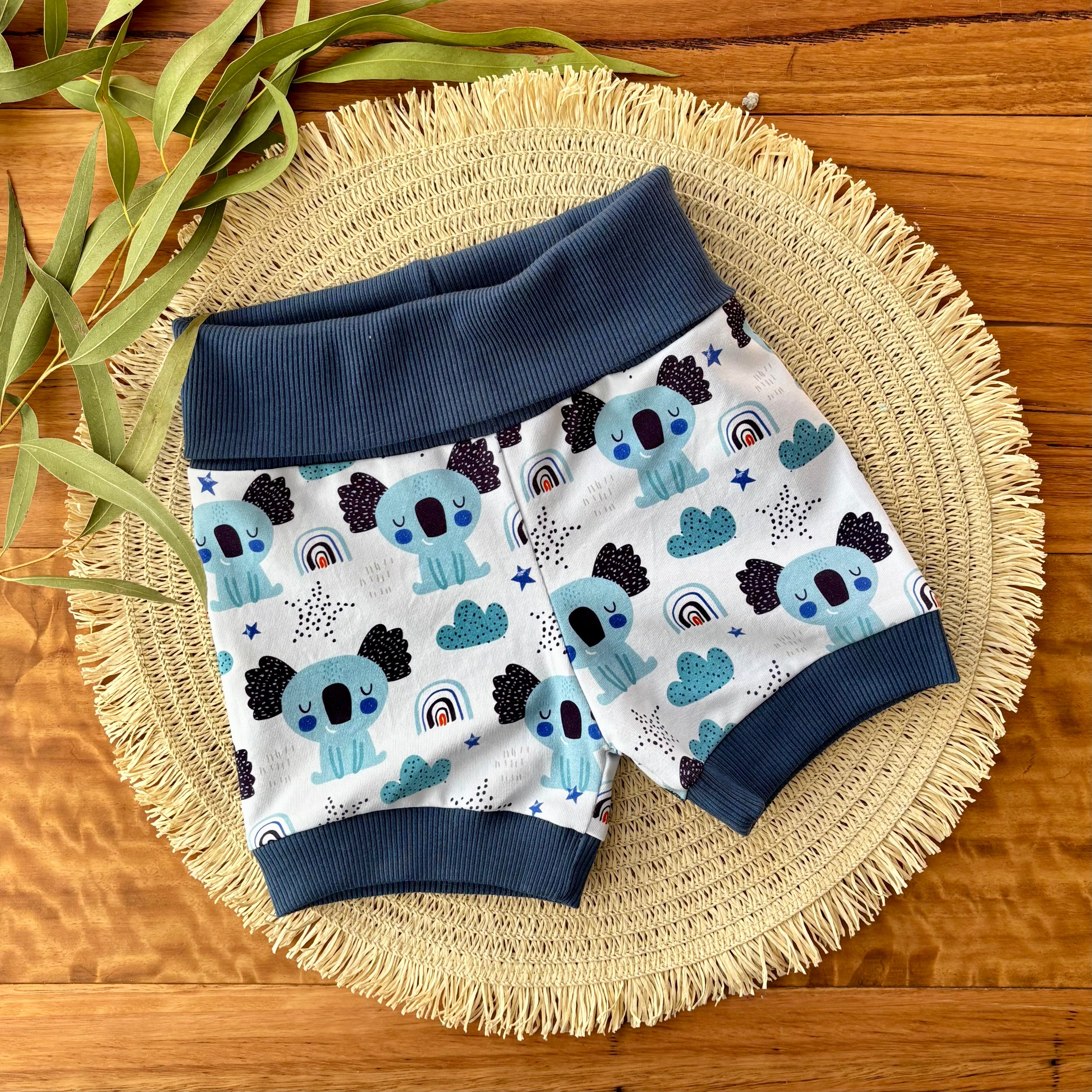 Baby Short Sleeved Bodysuit and Shorts | Blue Koalas | Size premmie to 2 | Made to order