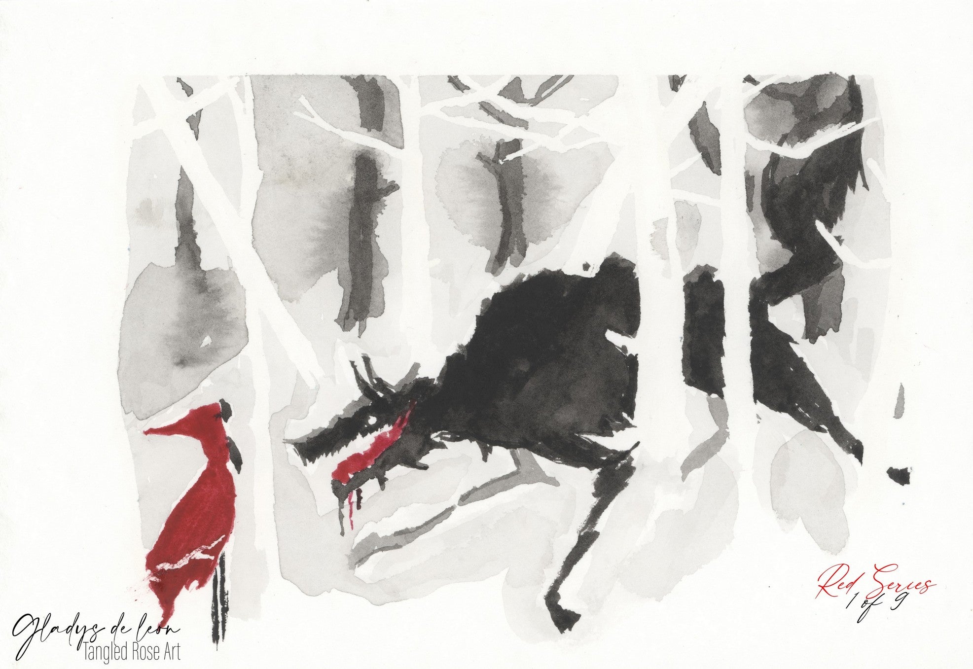 RED SERIES COMPLETE BUNDLE 5X7 ARCHIVAL PRINTS - TANGLED ROSE ART