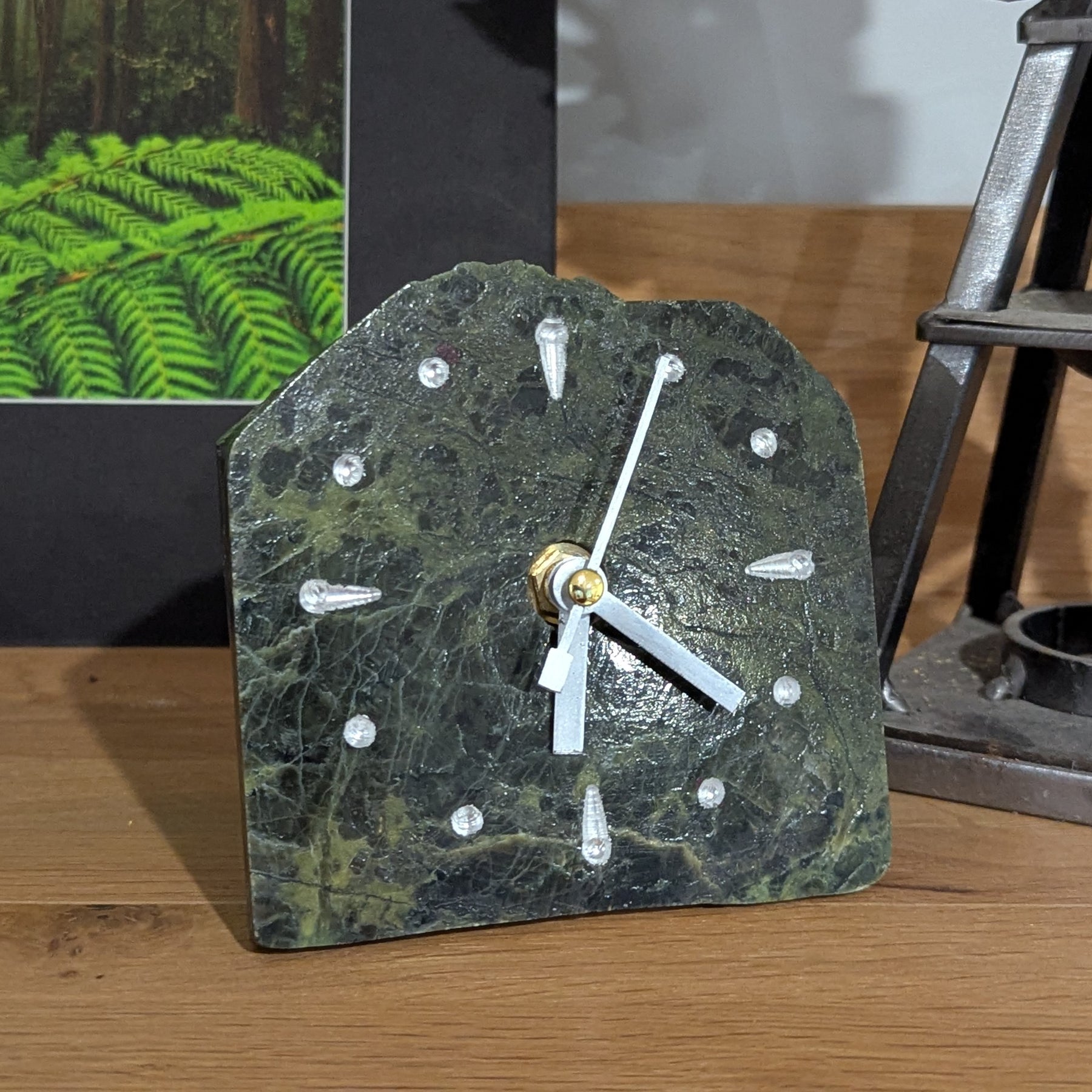 Polished Tasmanian Serpentine Slab Clock