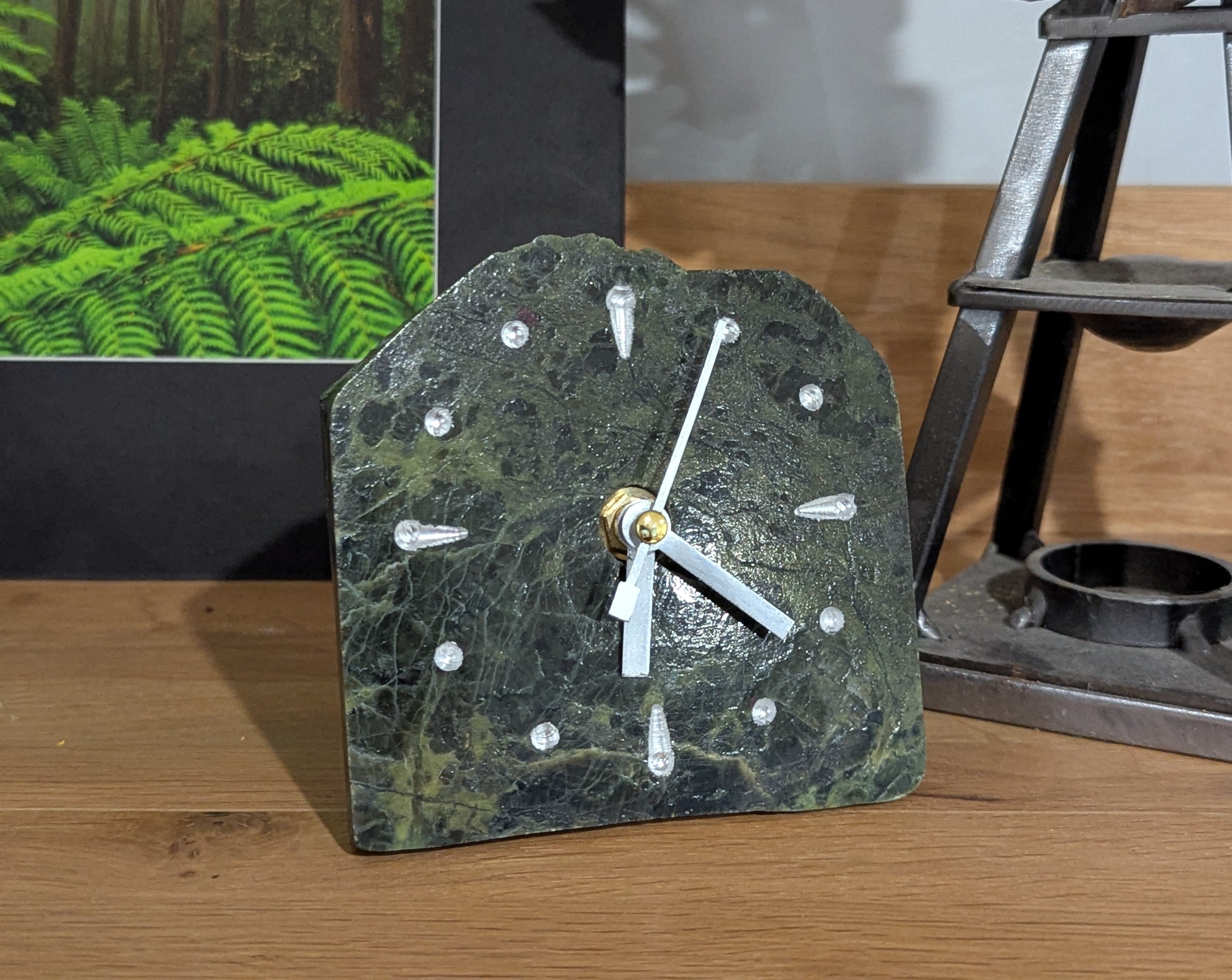 Polished Tasmanian Serpentine Slab Clock