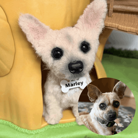 Custom Dog Replica from Photo, Poseable Art Doll, Pet Memorial Keepsake - Handmade Soft Sculpture, Personalised Plushie Ornament