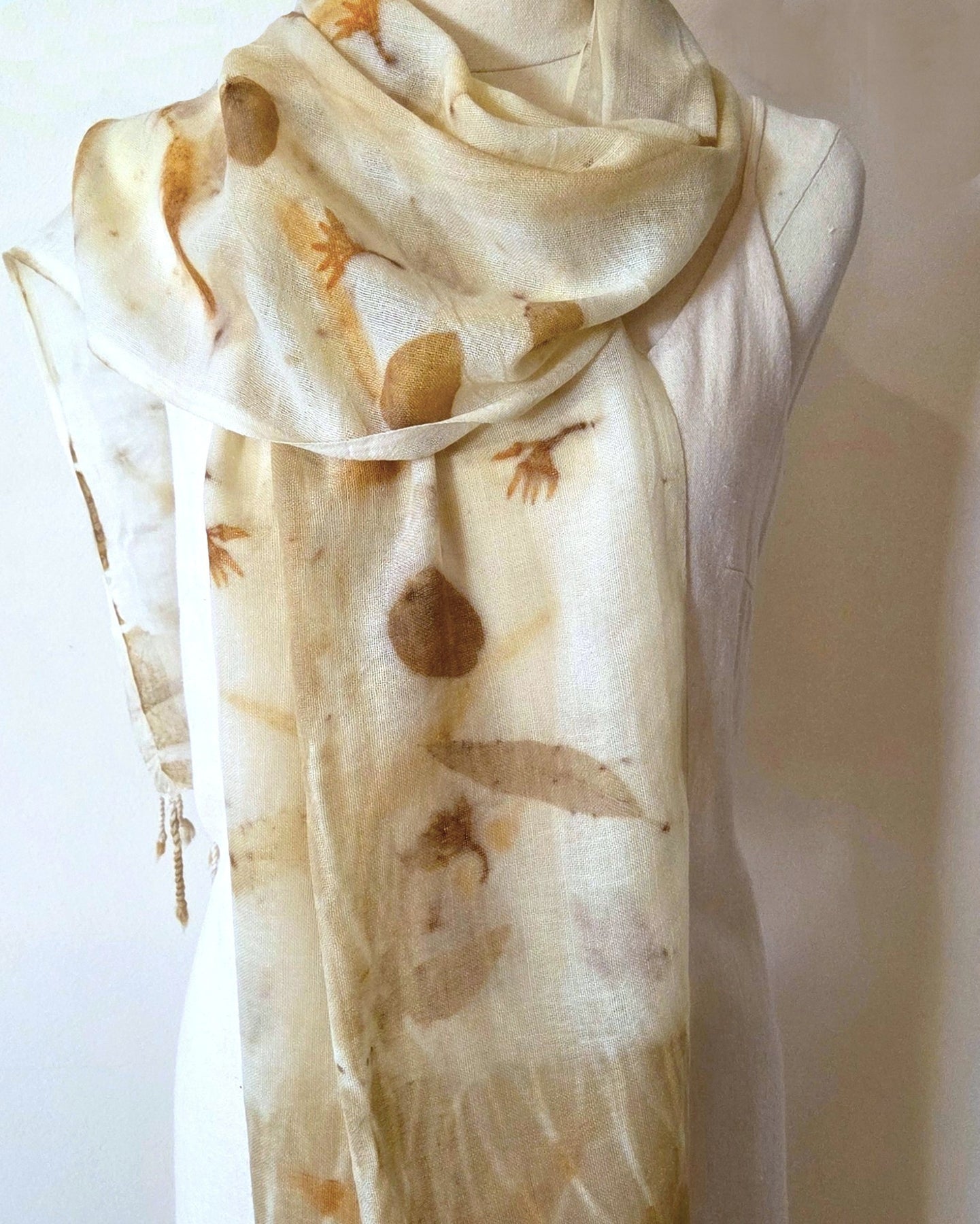 Fine Handloomed Pure Wool - Botanical Print Scarf/Wrap - The Airlee