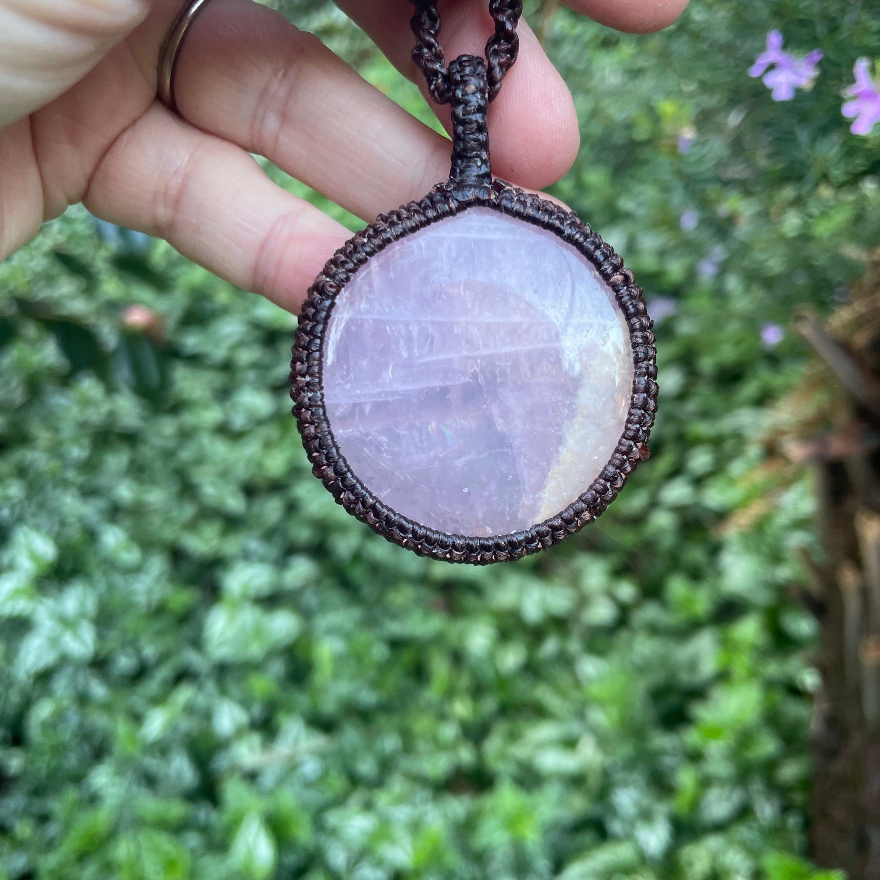 Rose Quartz Macrame Pendant Necklace