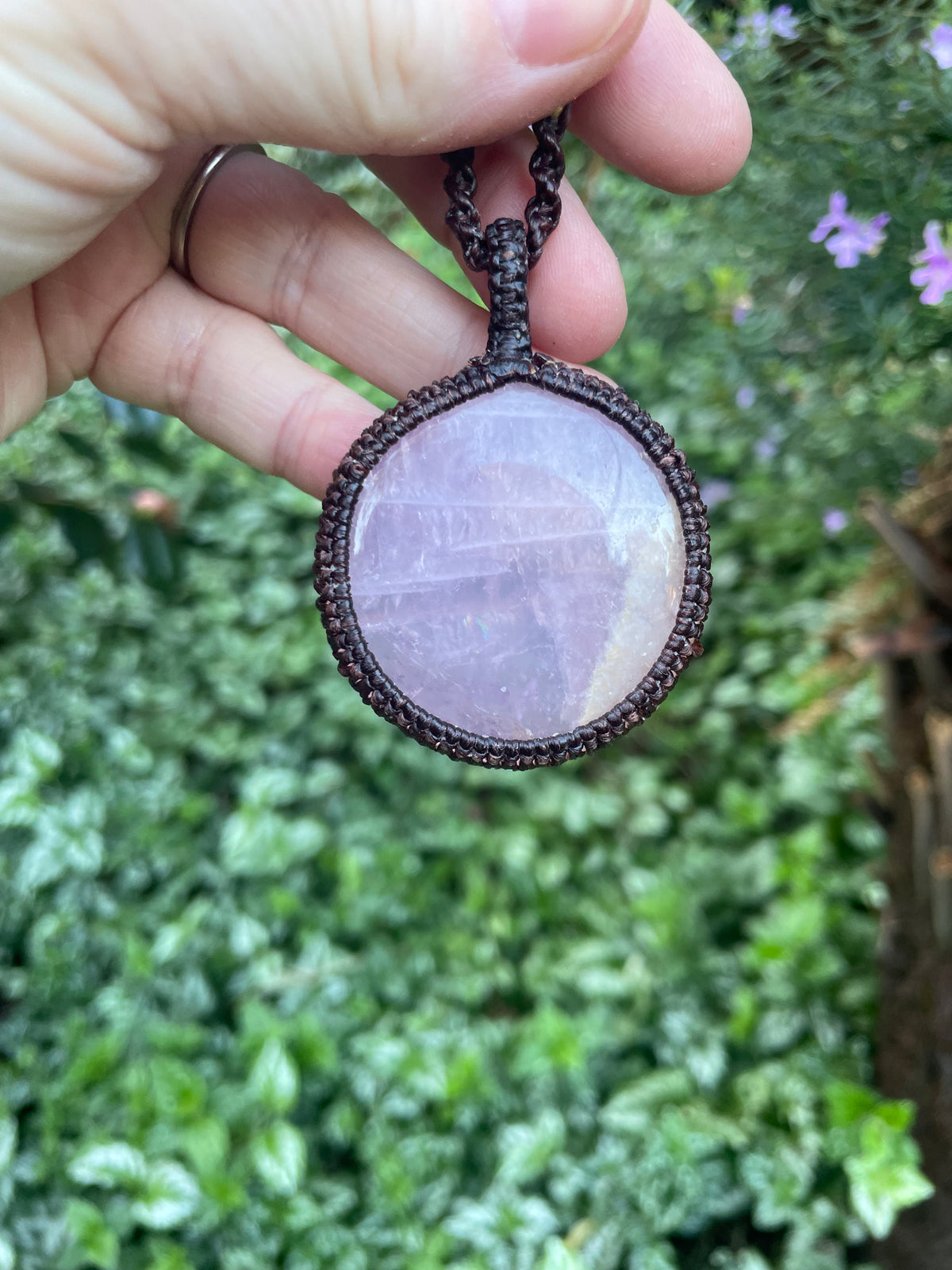 Rose Quartz Macrame Pendant Necklace