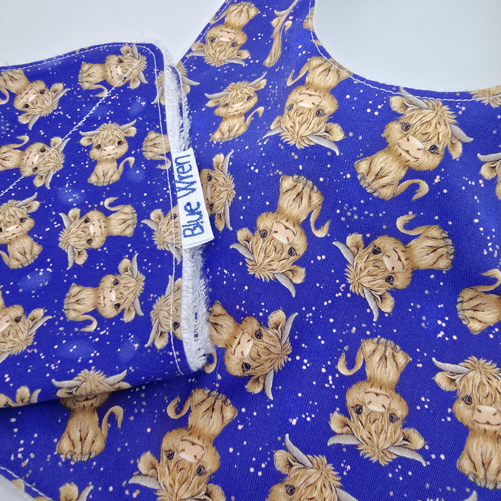 Baby Bib and Wash Cloth Highland Cow Design Gift Set