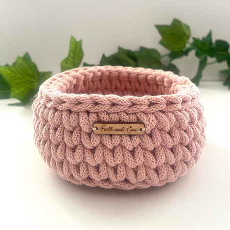 Small Crochet Basket -  Pastel Pink