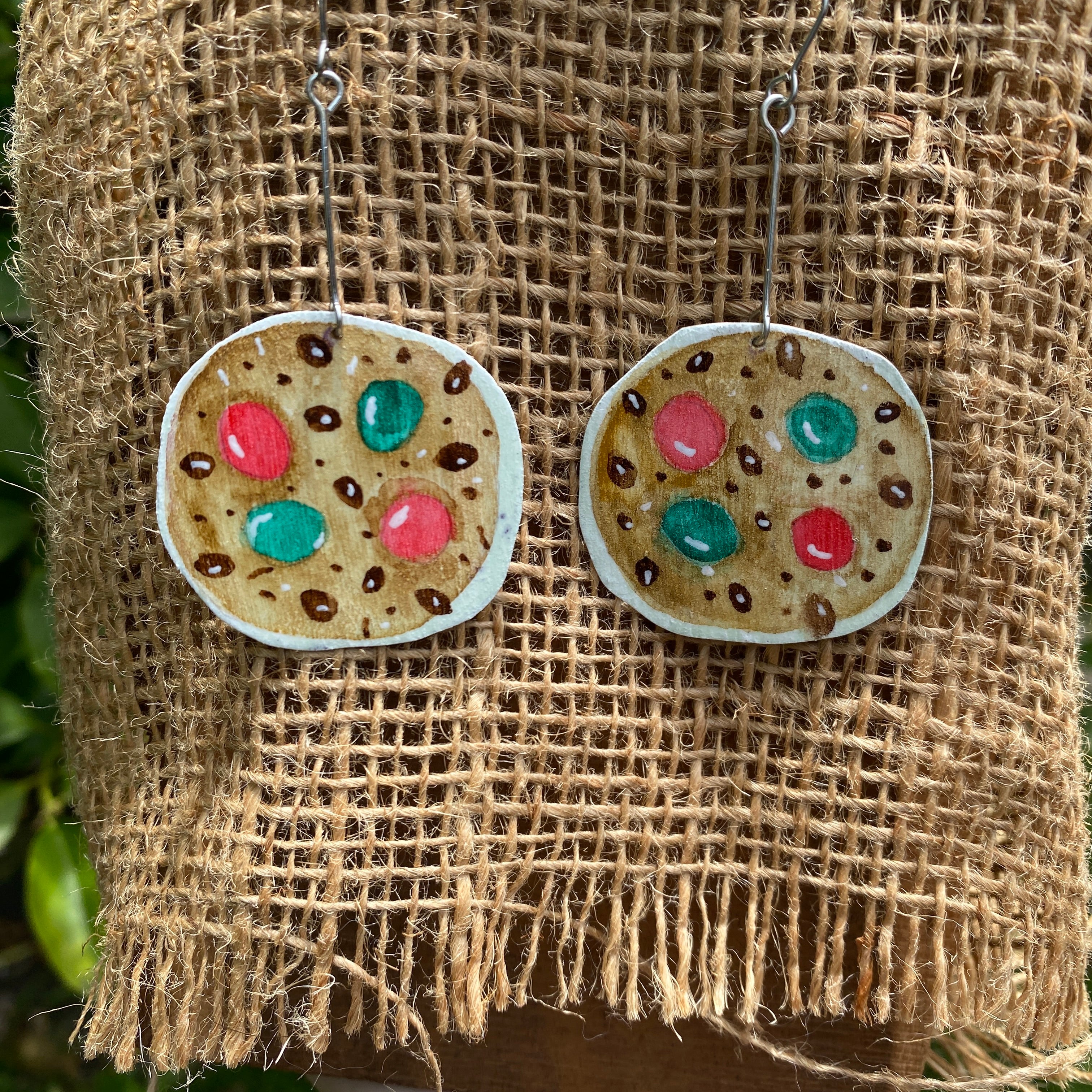 Christmas Cookie Earrings – Hand-painted Brass Jewellery