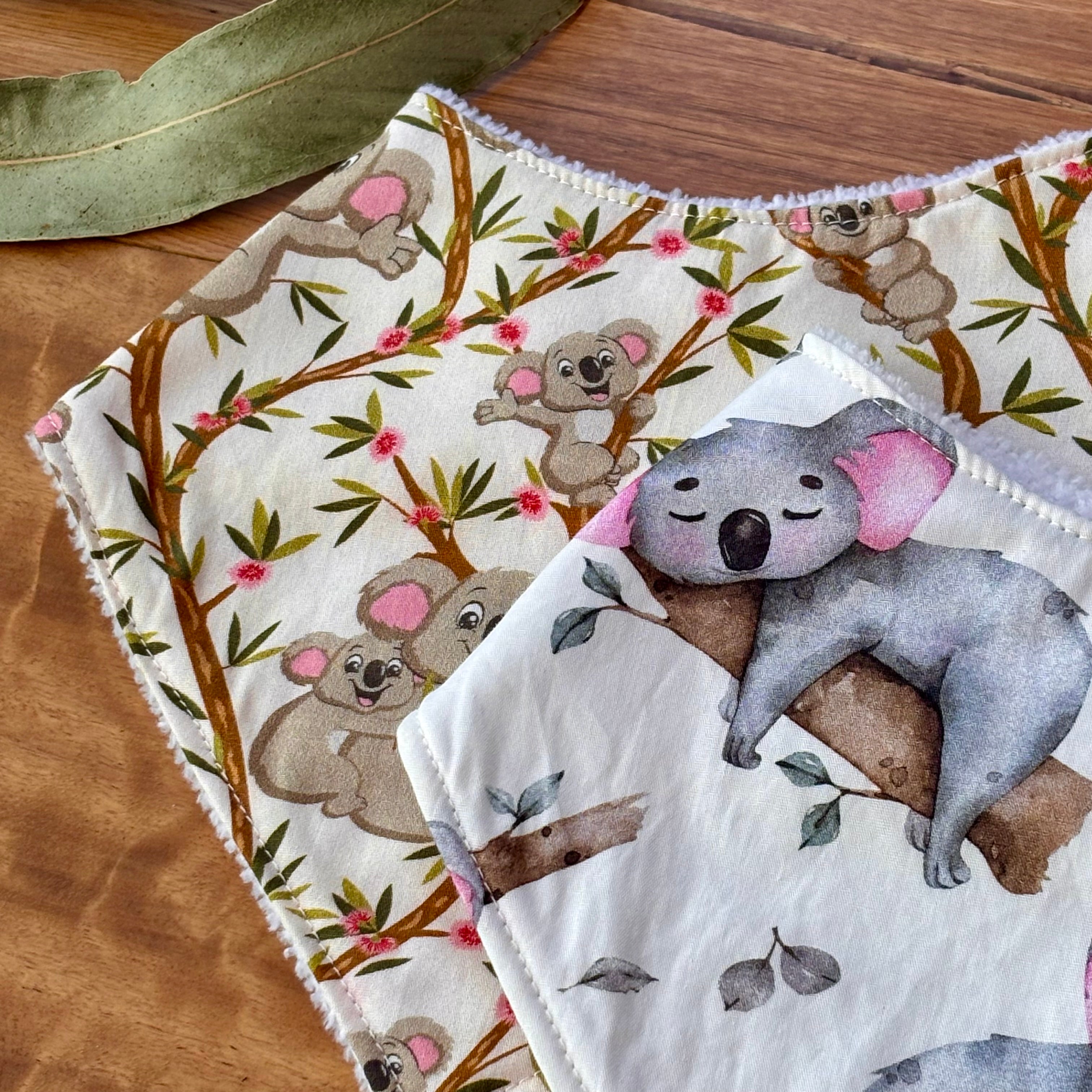Australiana Baby Bib Set | Just Hanging Koalas | Ready to Ship
