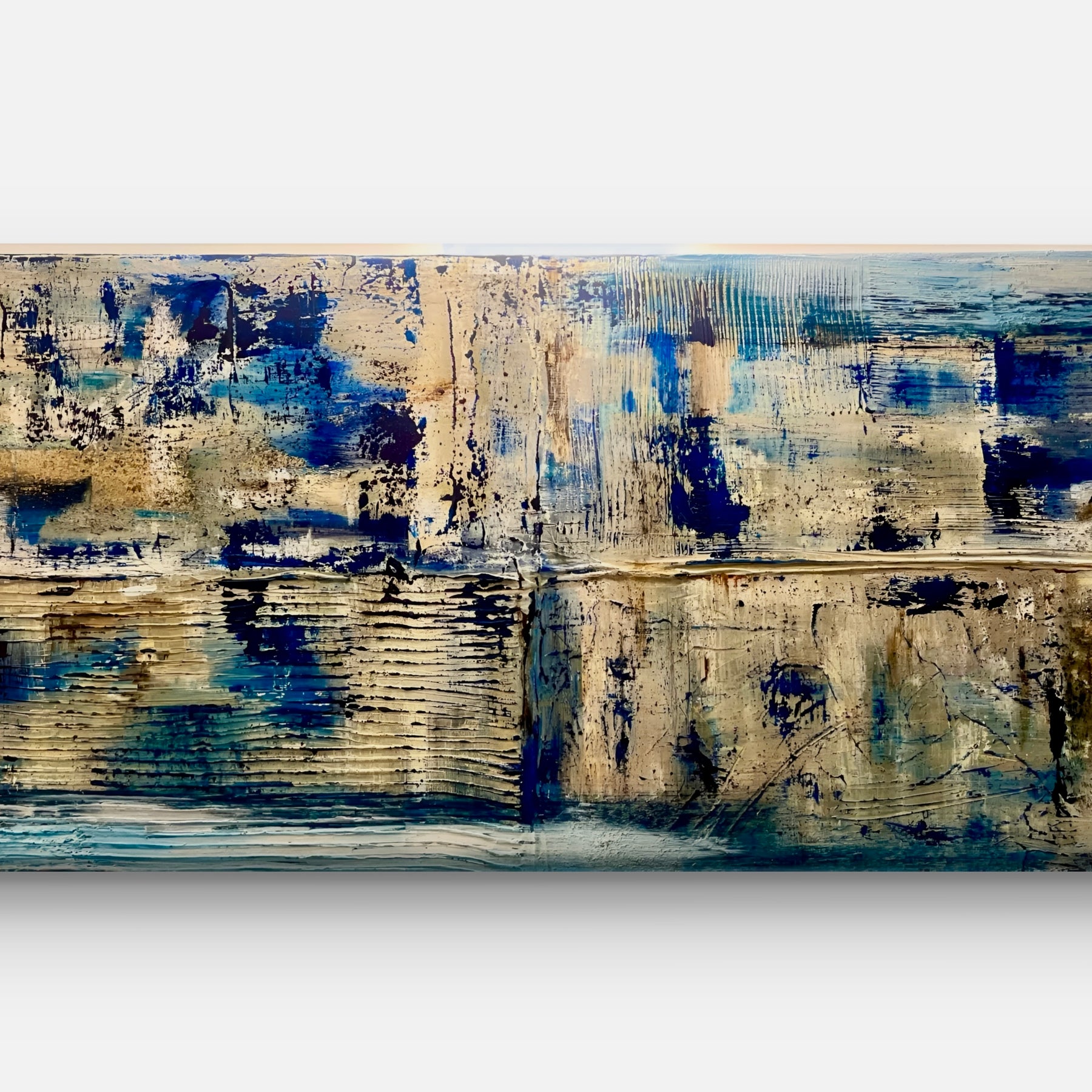 Closer to Fine - Large Textured Acrylic on Canvas with Indigo and Coffee Grinds