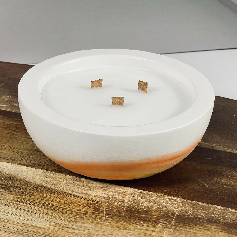 Handcrafted Candle Bowl - Apricot, Spice & White