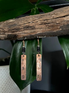 Repurposed Copper Bead Drop Earrings