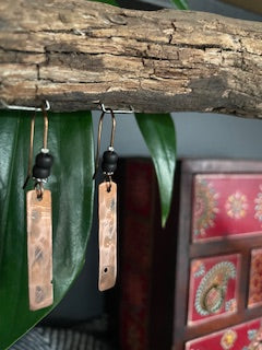 Repurposed Copper Bead Drop Earrings