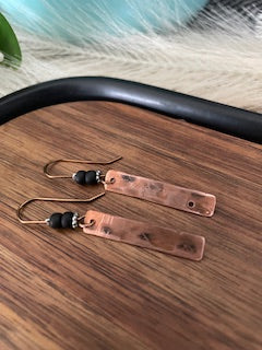 Repurposed Copper Bead Drop Earrings