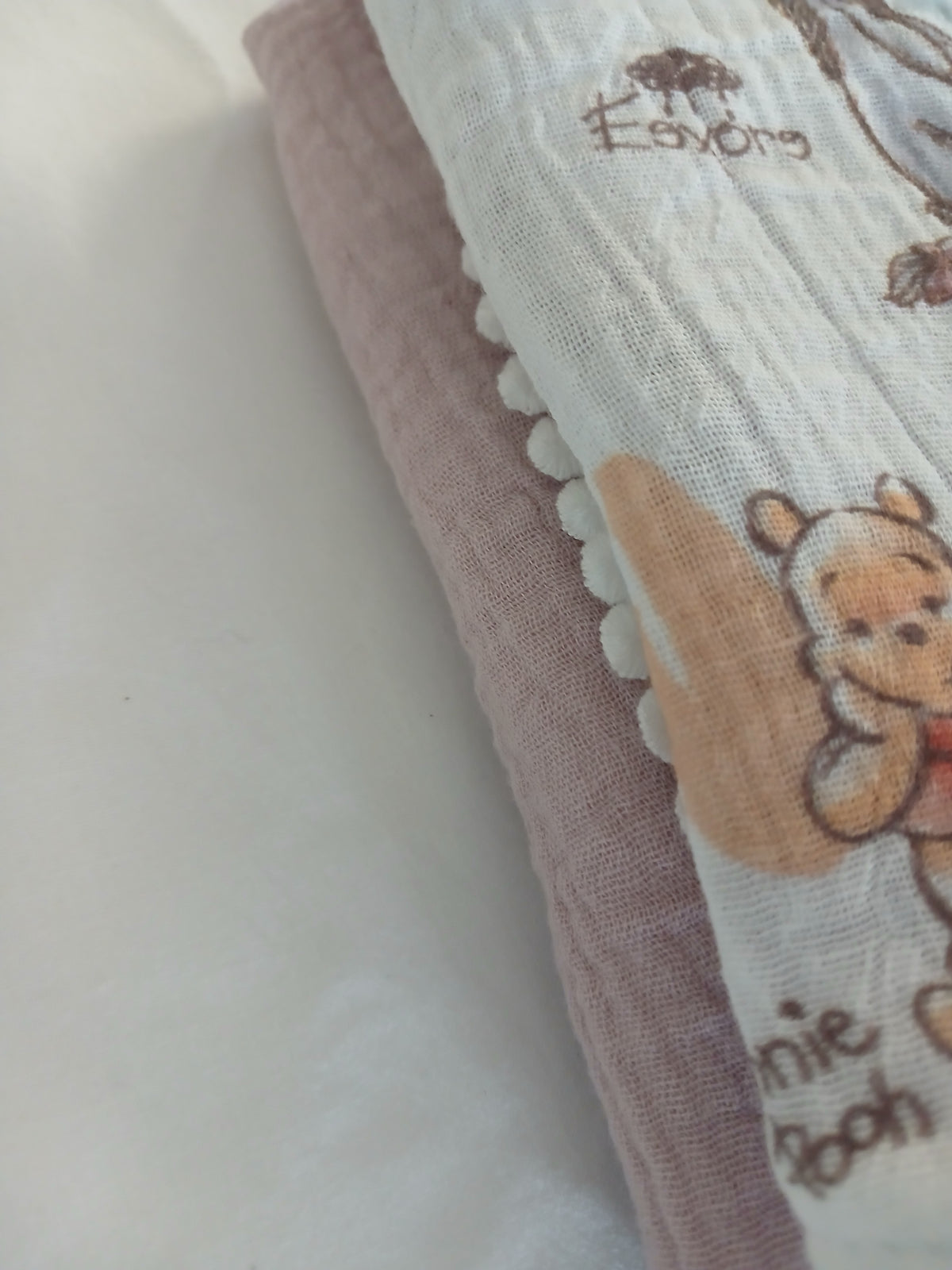Handmade Double Gauze Dummy Comforter Set of 2 - 35x31cm with Beechwood Teething Ring - Dusty Pink
