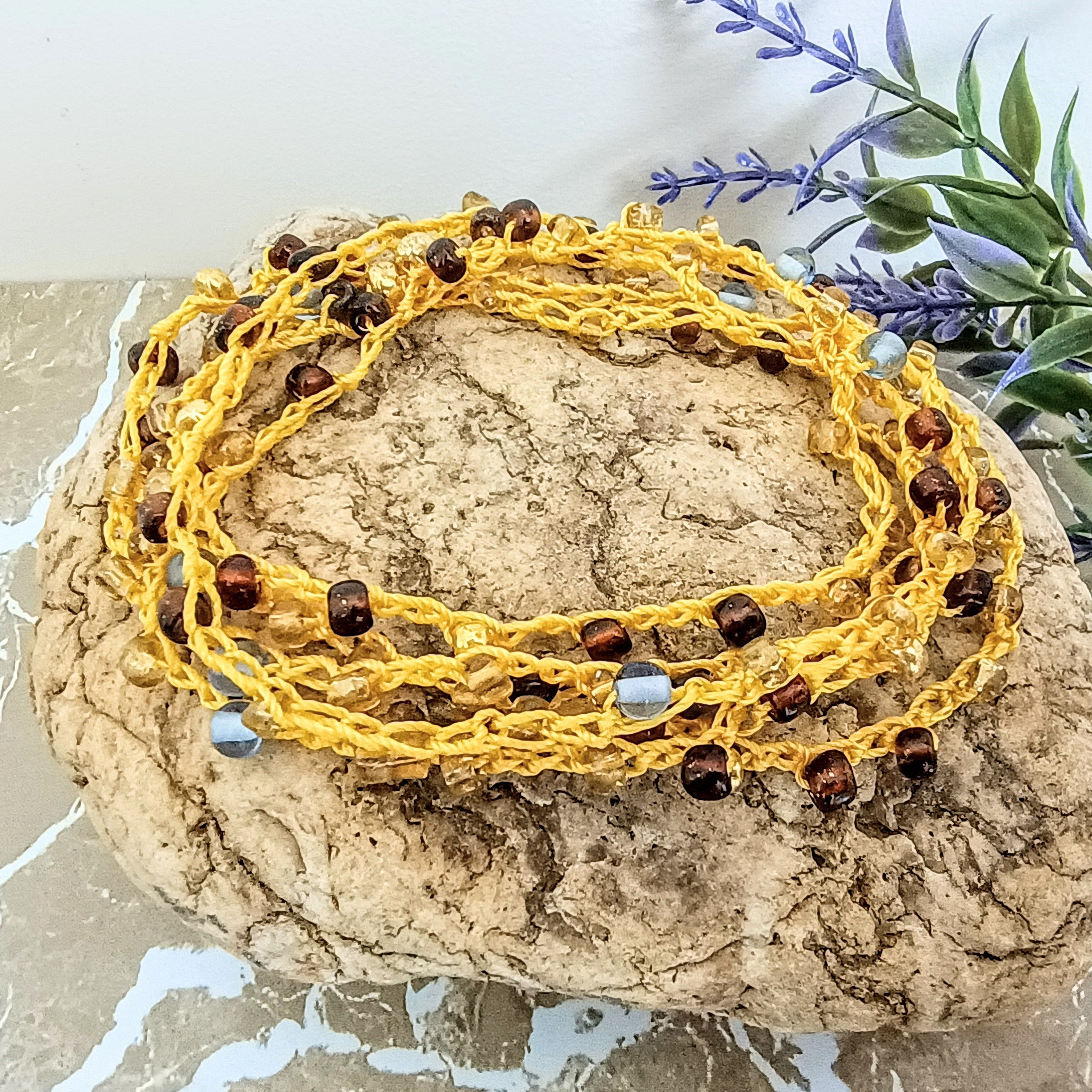 Crochet Seed Bead Necklace/Multi-wrap Bangle