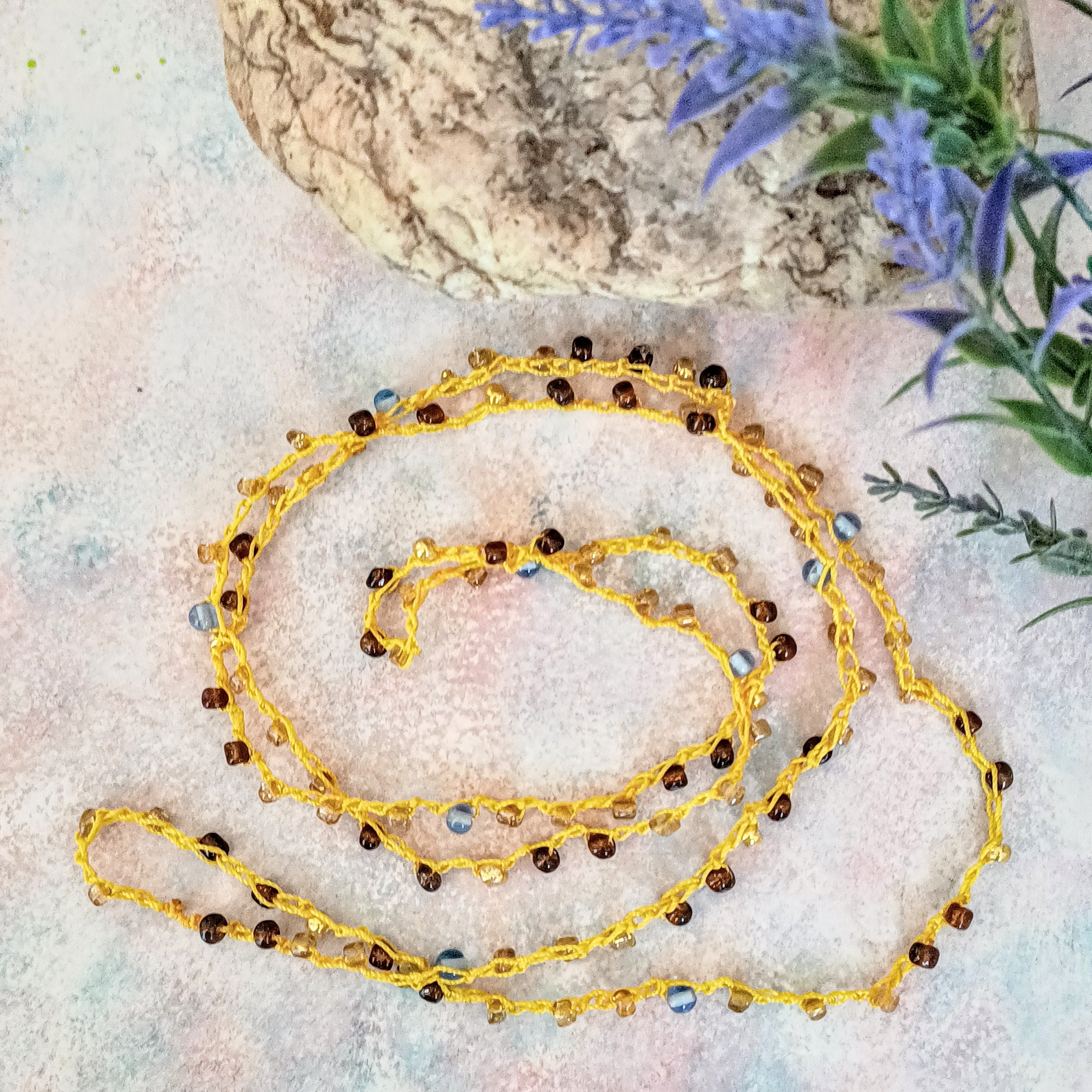 Crochet Seed Bead Necklace/Multi-wrap Bangle