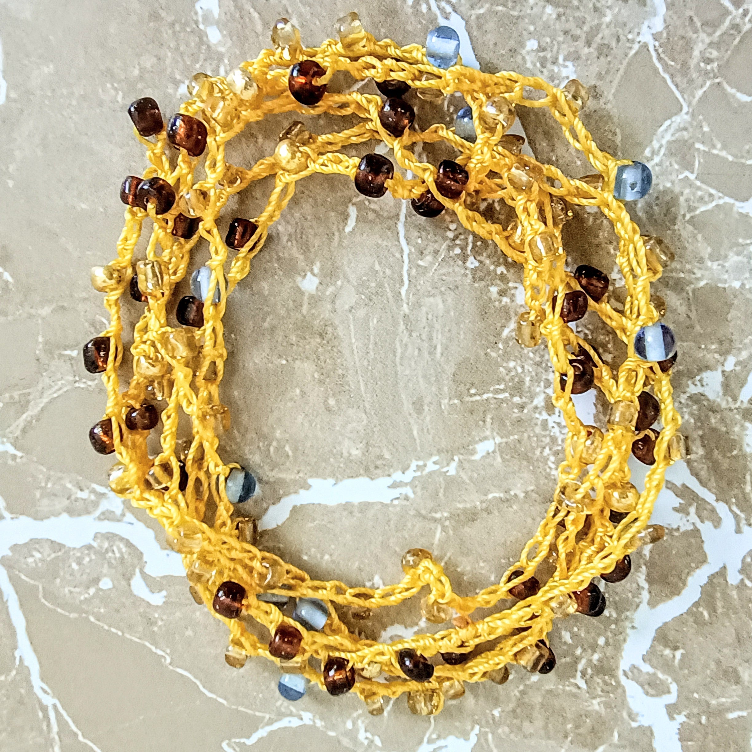 Crochet Seed Bead Necklace/Multi-wrap Bangle