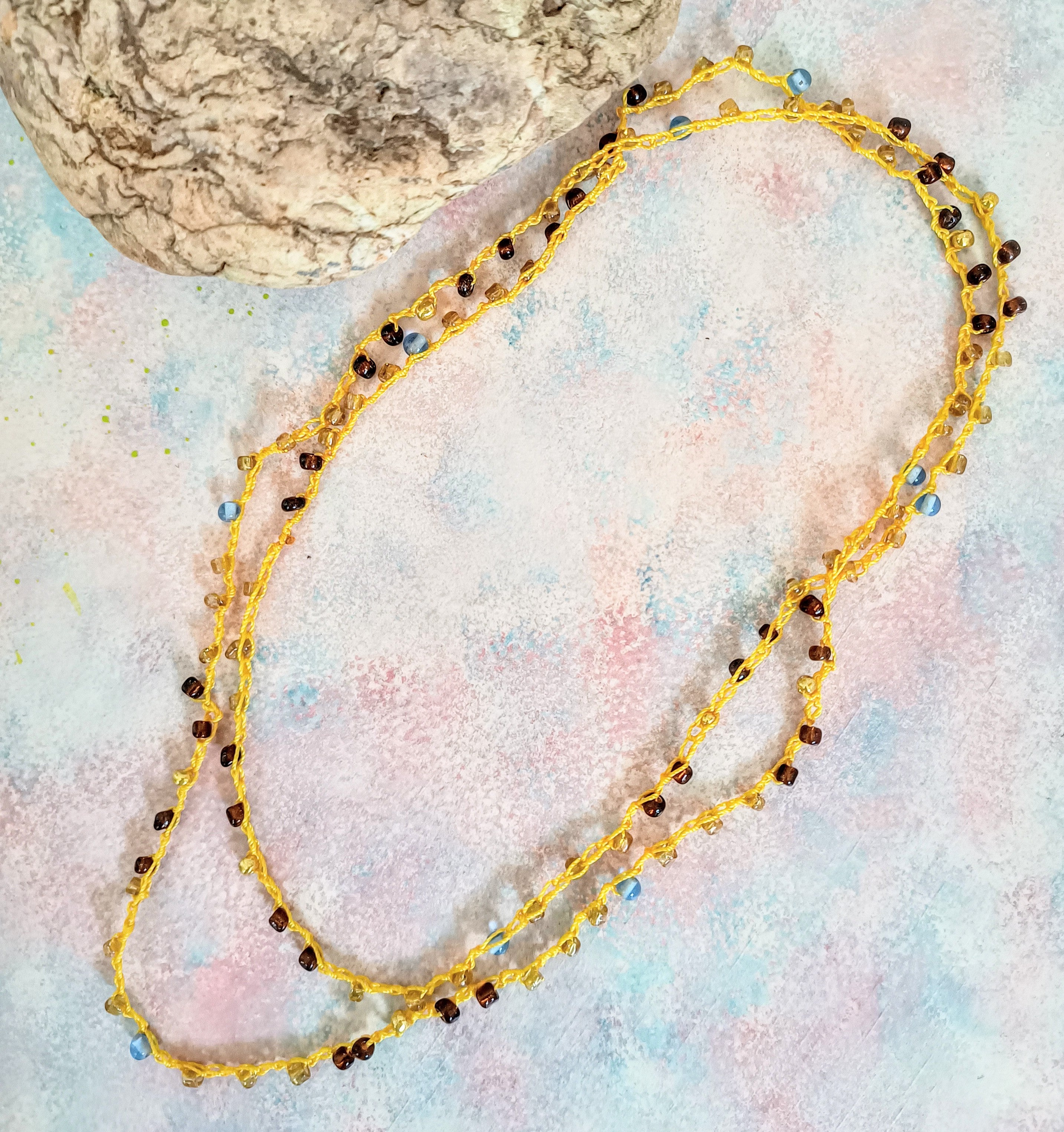 Crochet Seed Bead Necklace/Multi-wrap Bangle