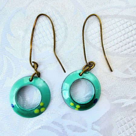 Stunning Simple Enamelled Turquoise Earring Hoops