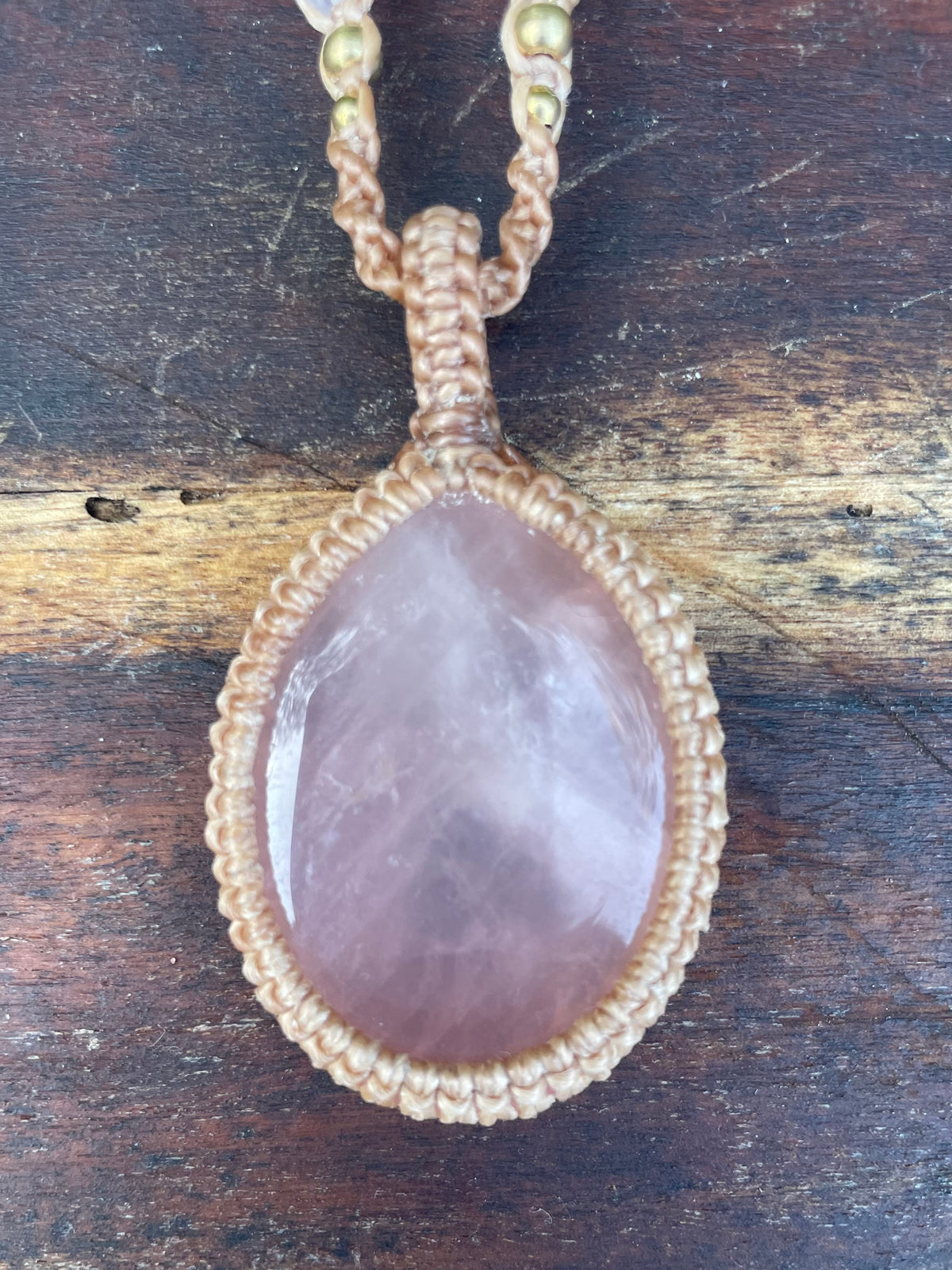 Rose Quartz Macrame Pendant Necklace