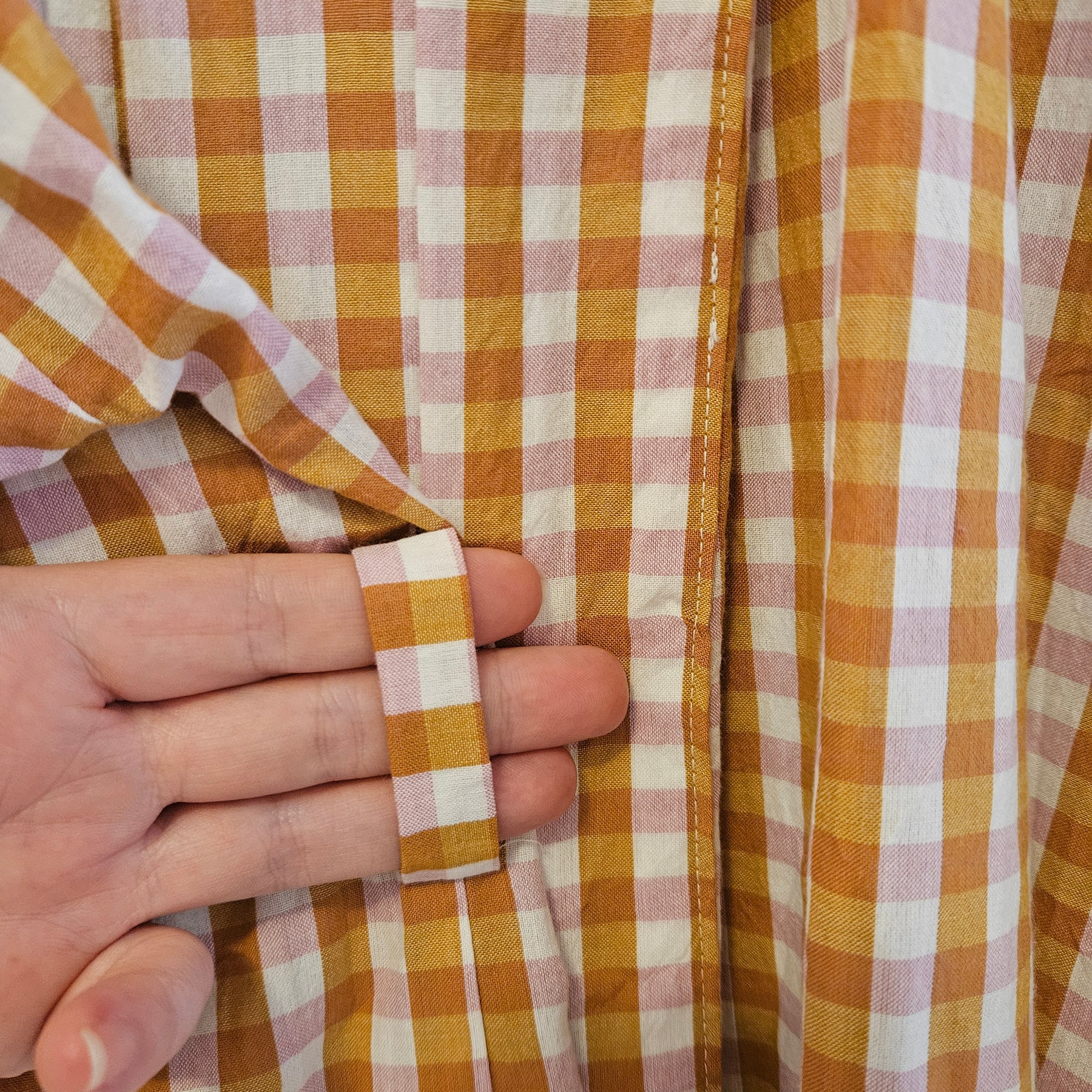 Dressing Gown Lightweight 100% Cotton Pink Caramel check