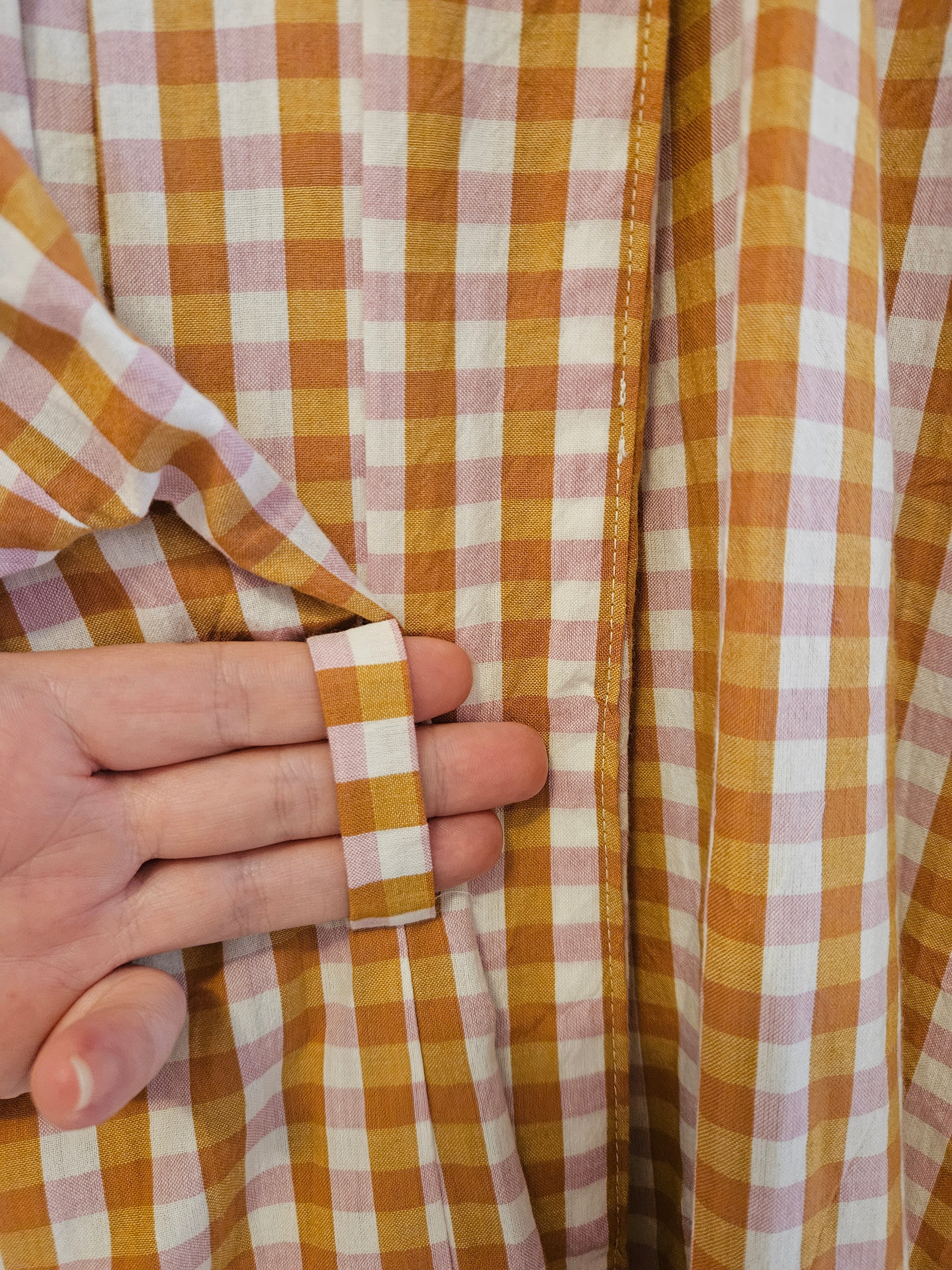 Dressing Gown Lightweight 100% Cotton Pink Caramel check