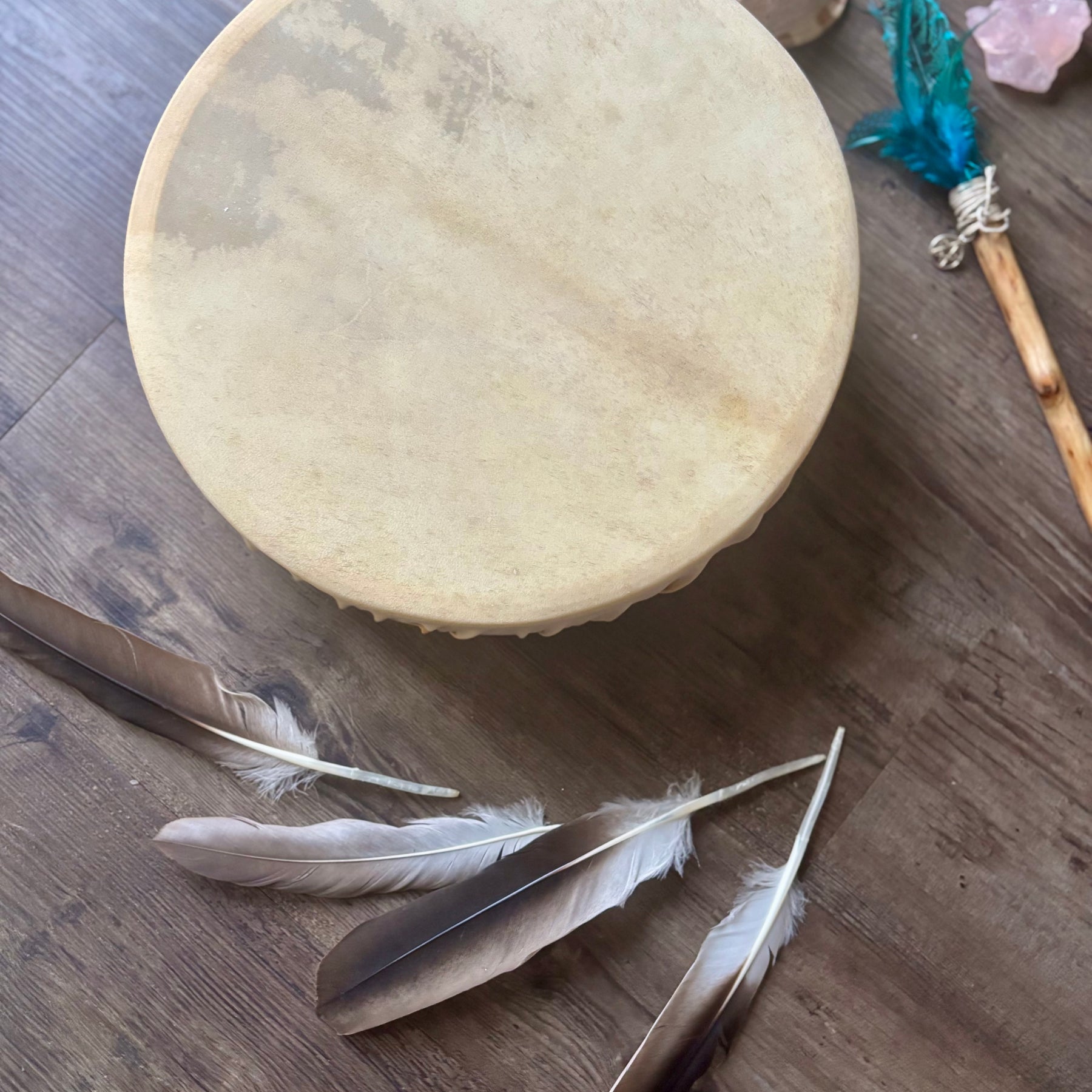 Handcrafted Shamanic Drum- Goat 14” panther spirit!