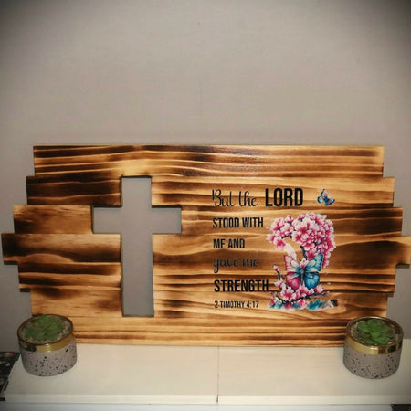 Cross Cut Out Wall Art with verse