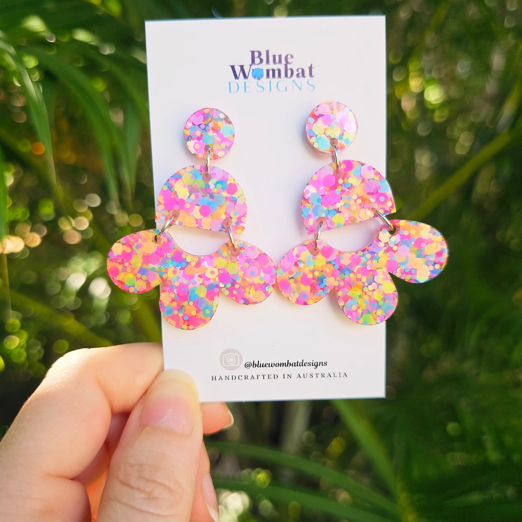 Chandelier Resin Colourful Glitter Statement Earrings