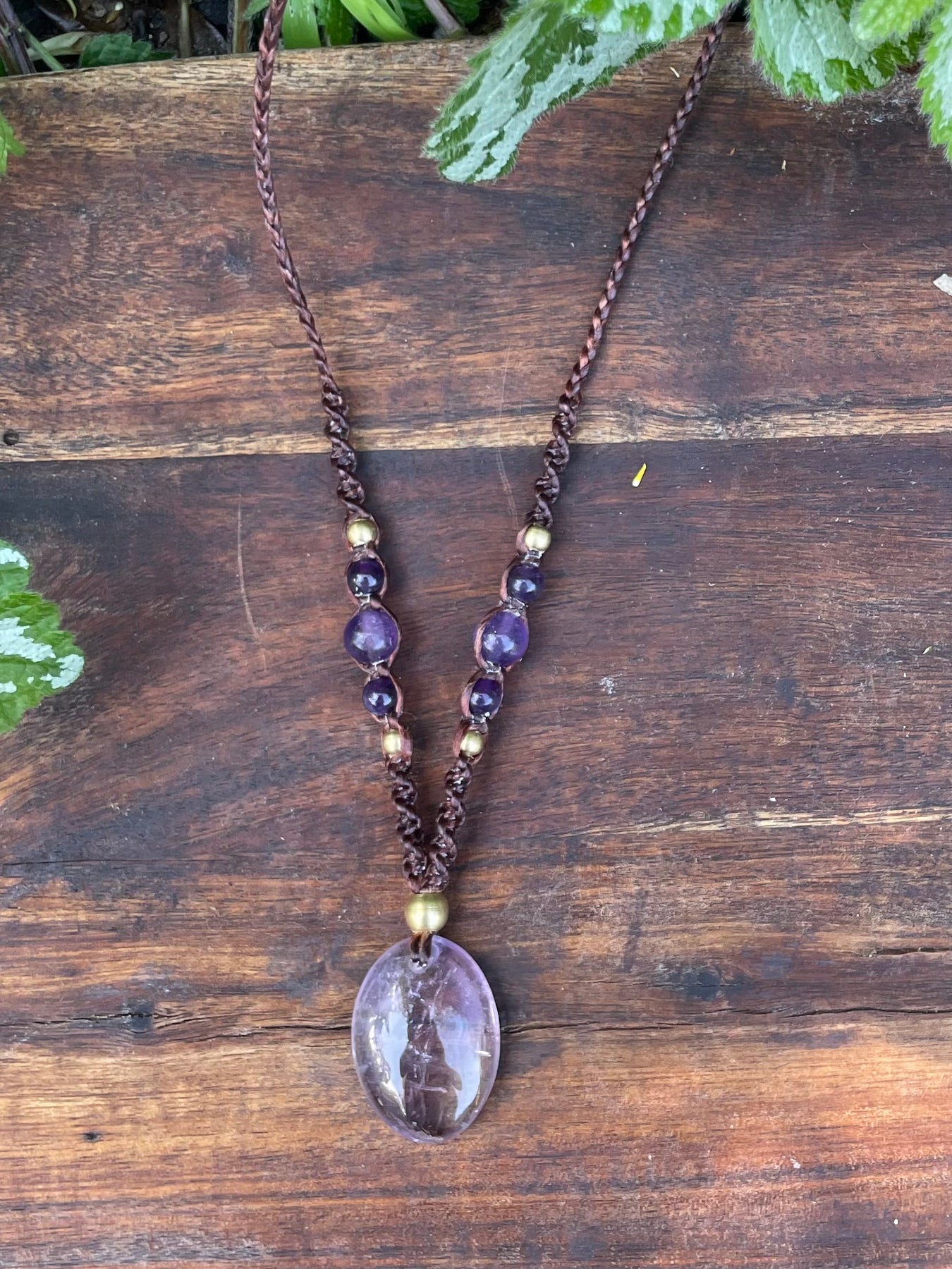 Amethyst Pendant, Macrame necklace