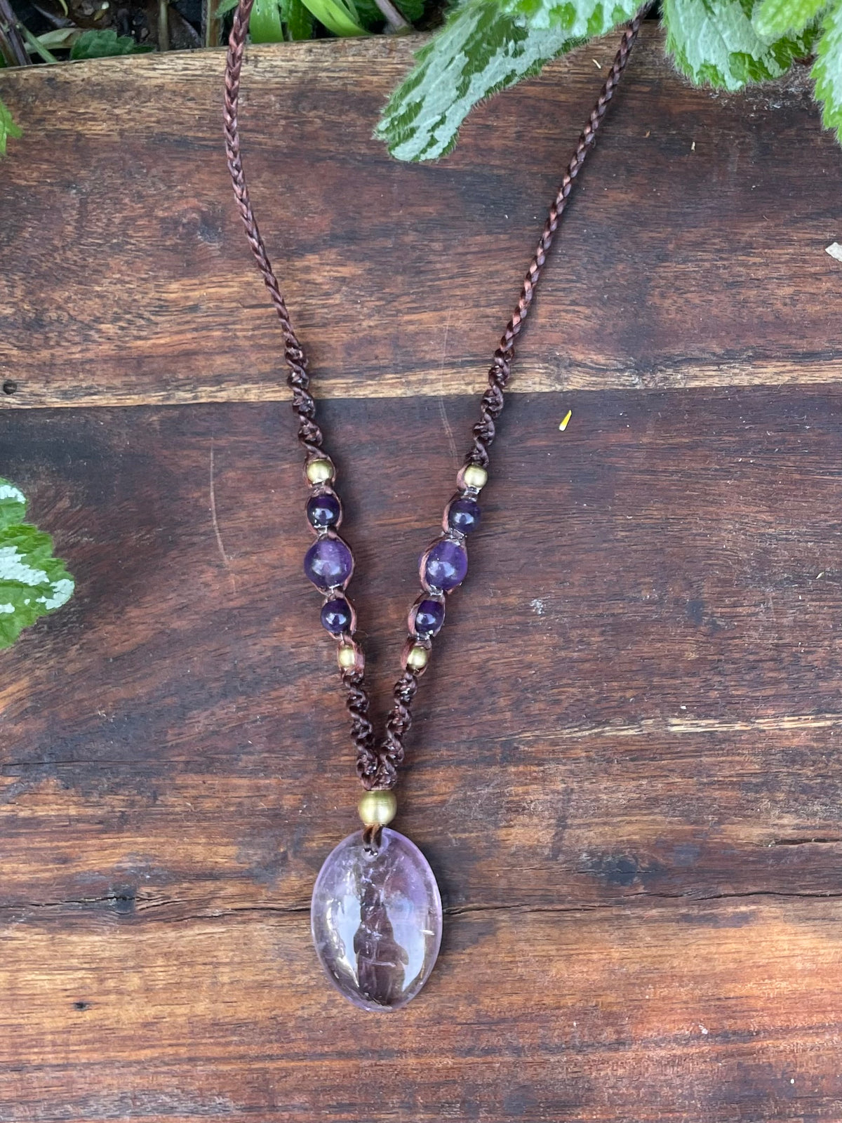 Amethyst Pendant, Macrame necklace