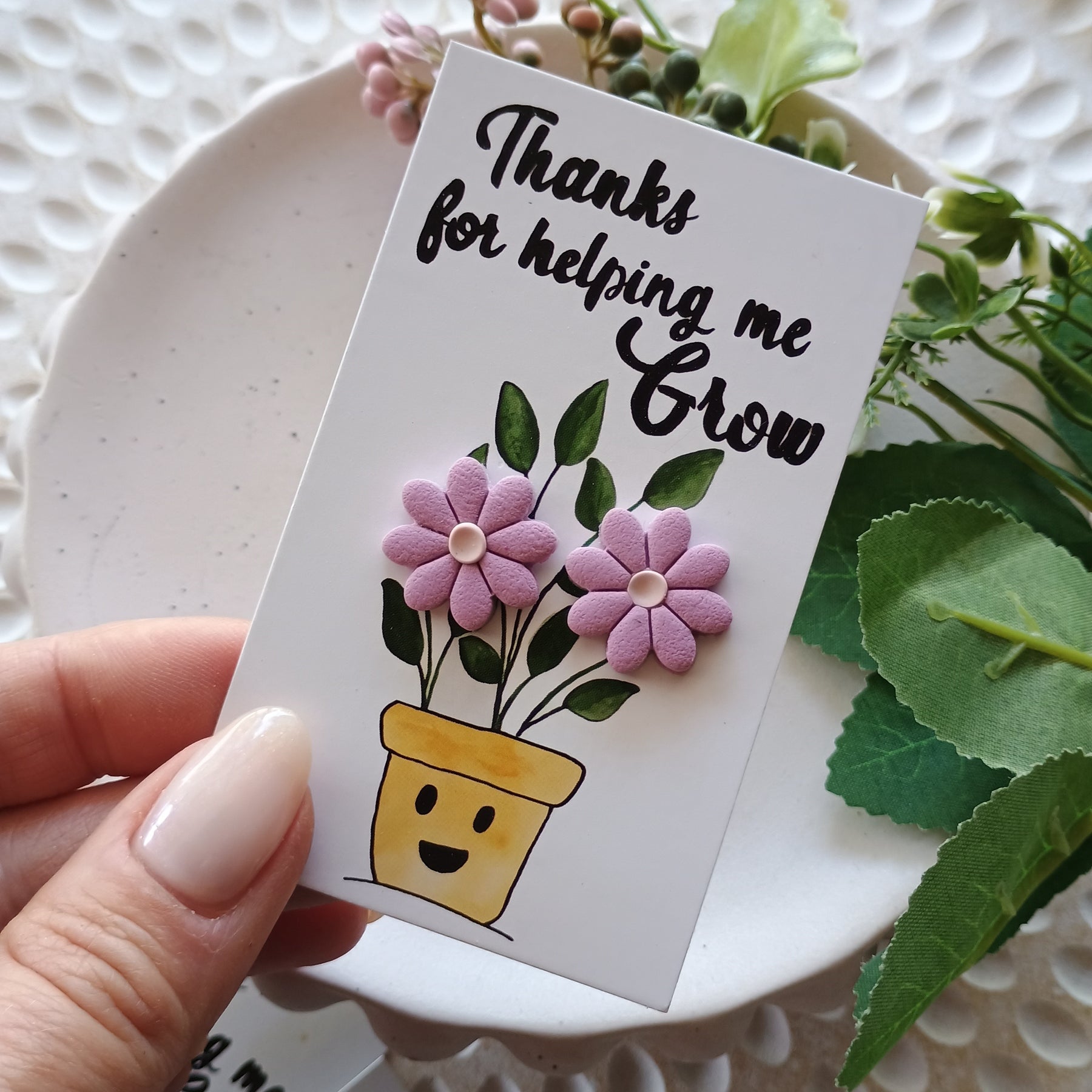 Teacher gift flowers polymer clay stud earrings