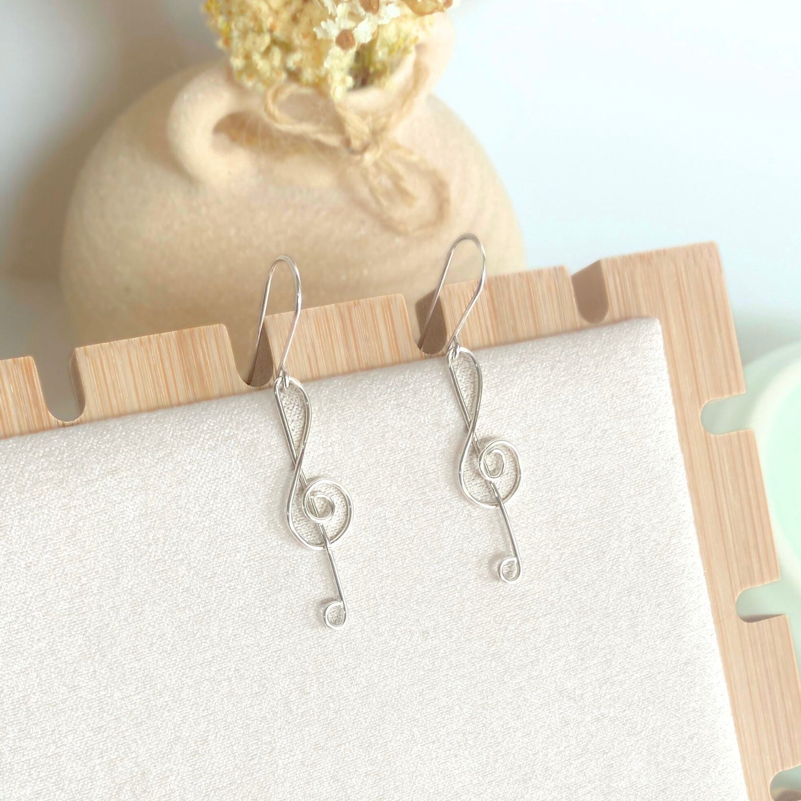 Treble clef dangle earrings  | sterling silver or stainless steel | Music lover gift