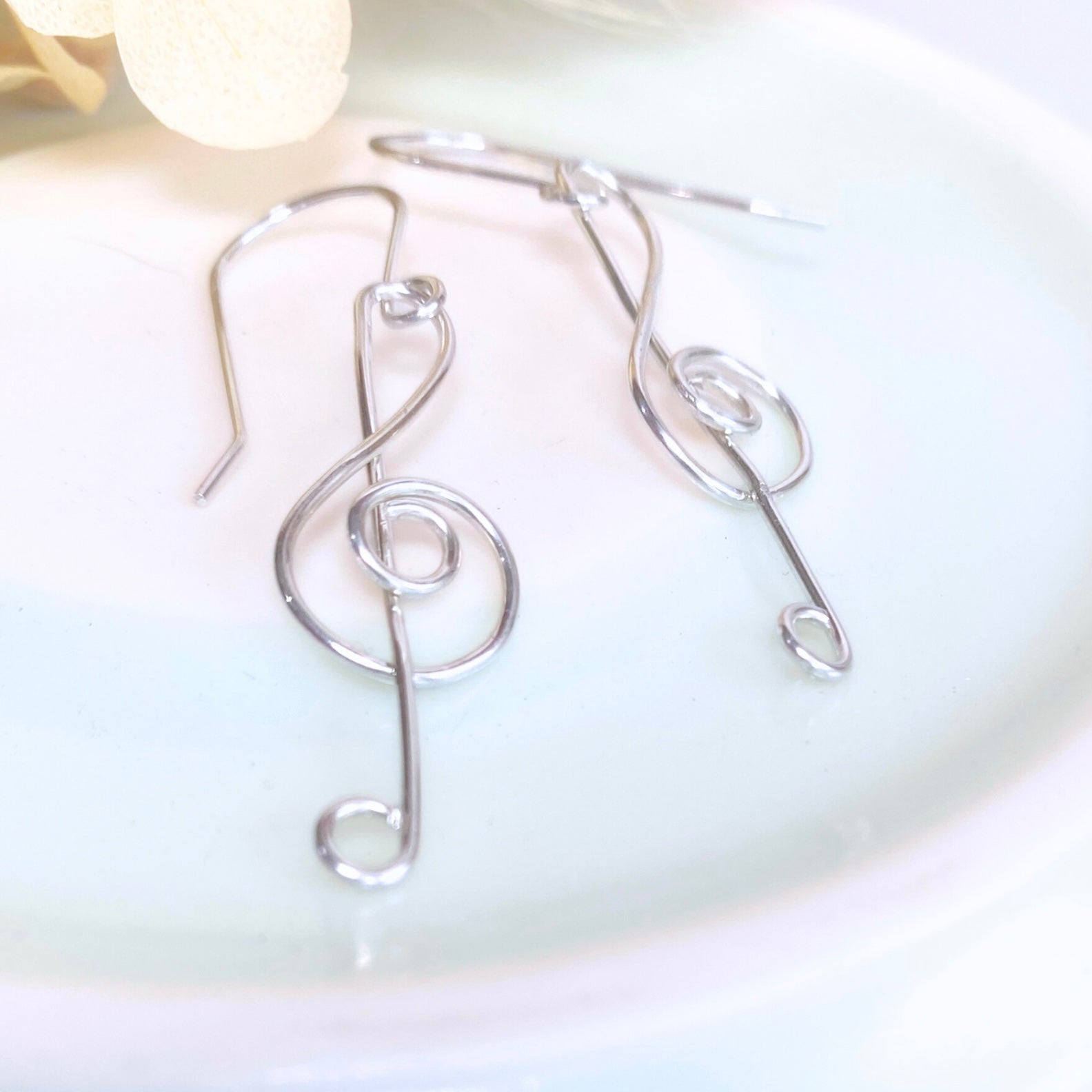 Treble clef dangle earrings  | sterling silver or stainless steel | Music lover gift