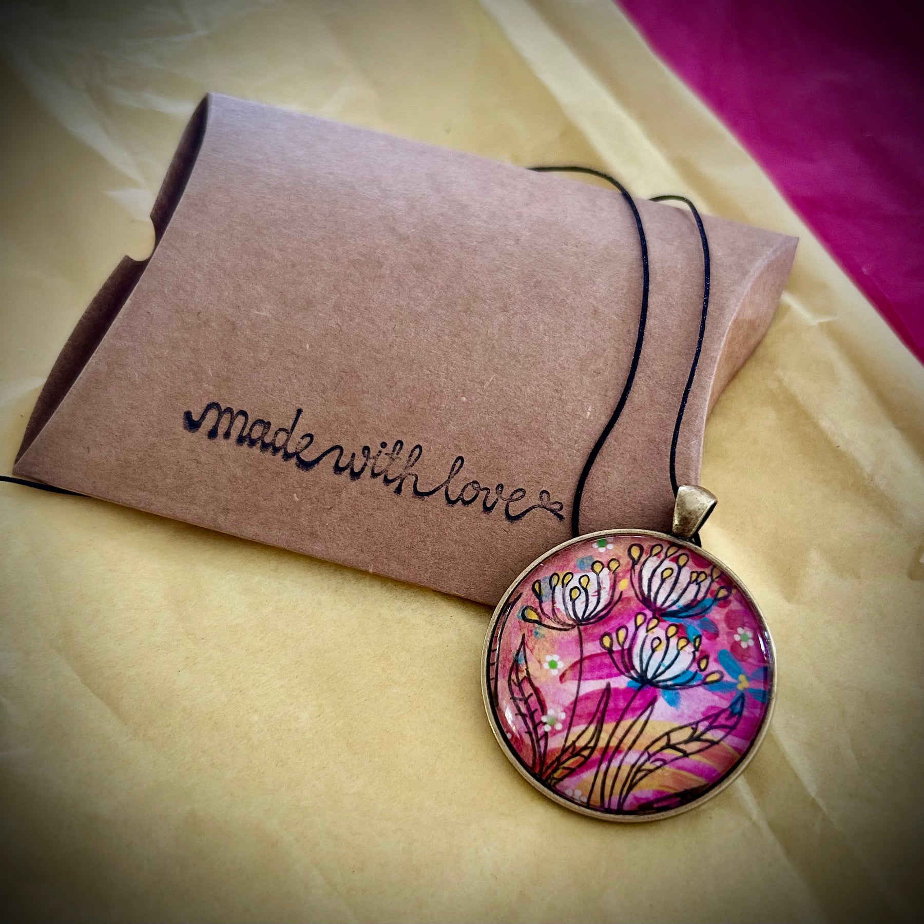 Hand-painted necklace : Pocket Wildflowers