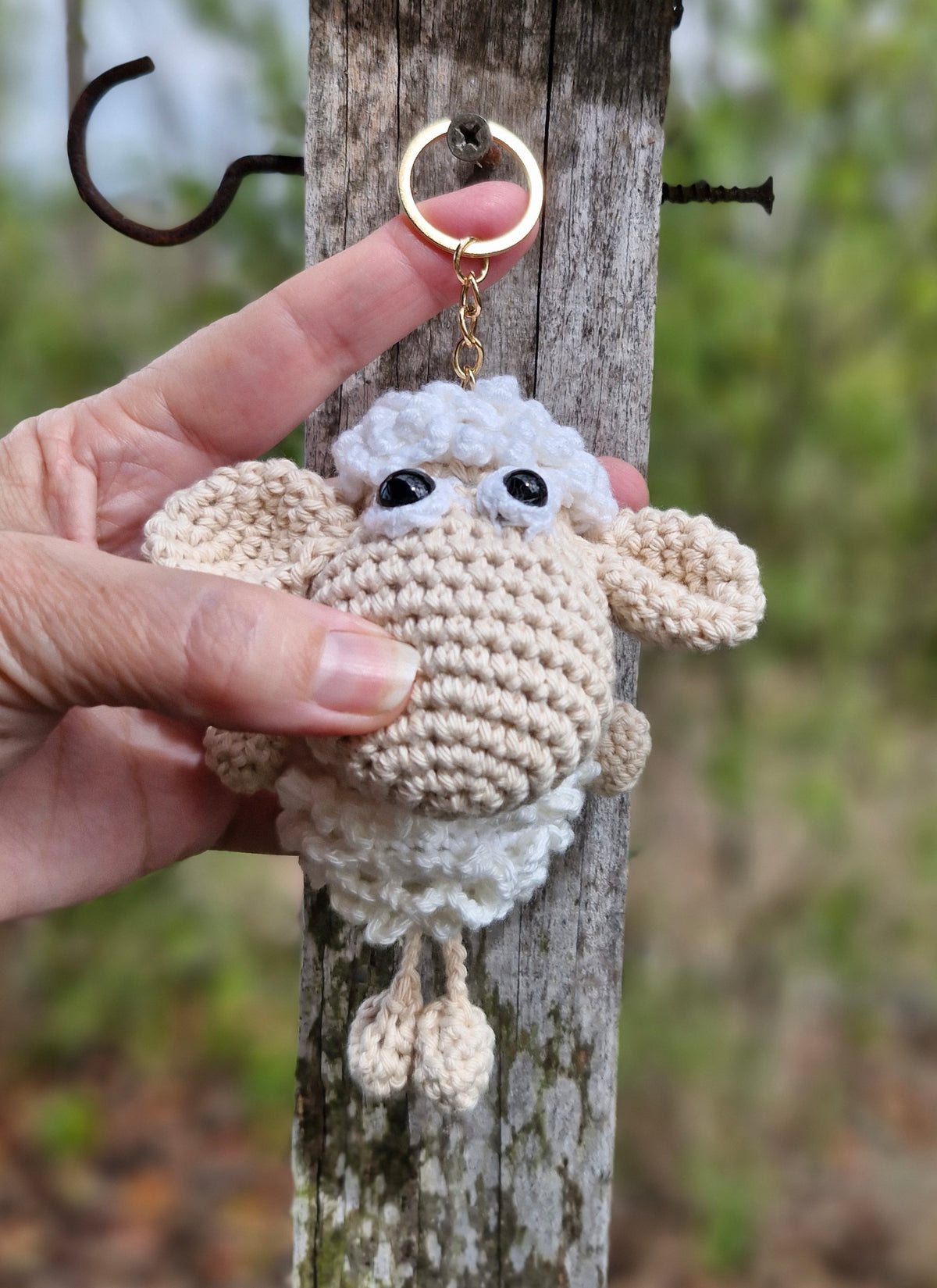 Super cute Hand-Crocheted Sheep Keychain!