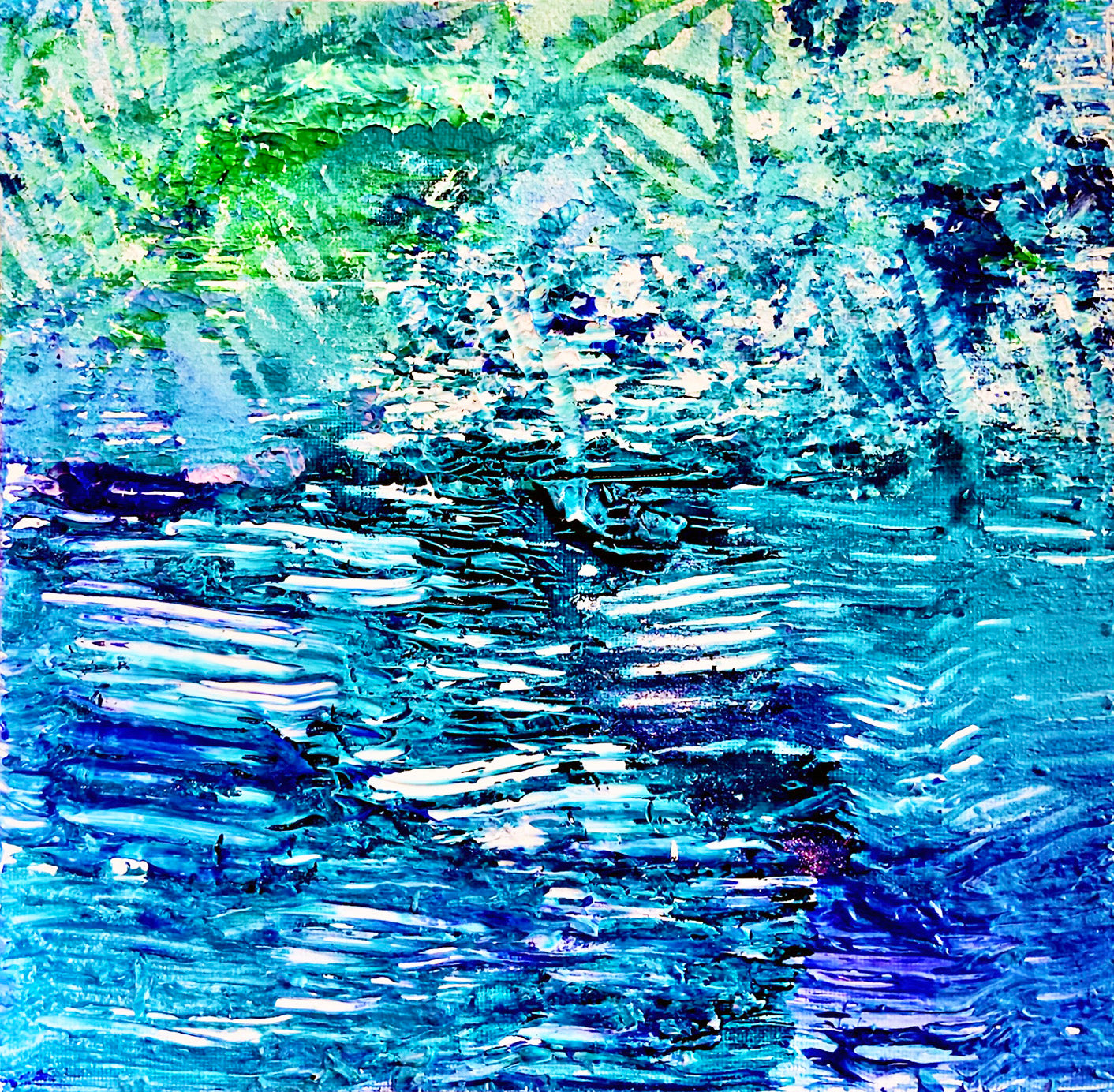 Island Paddle ORIGINAL CANVAS PAINTING 25.4x25.4x3.5cm by Margo Humphries