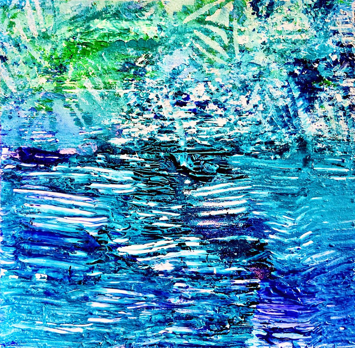Island Paddle ORIGINAL CANVAS PAINTING 25.4x25.4x3.5cm by Margo Humphries