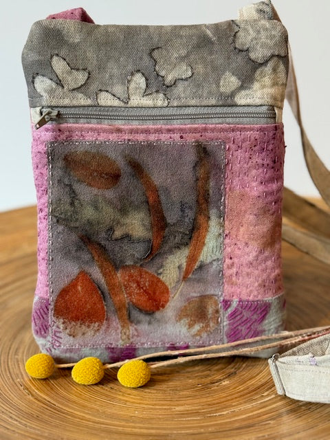 Crossbody Bag - Unique - Embroidered - Textile Art - Collage