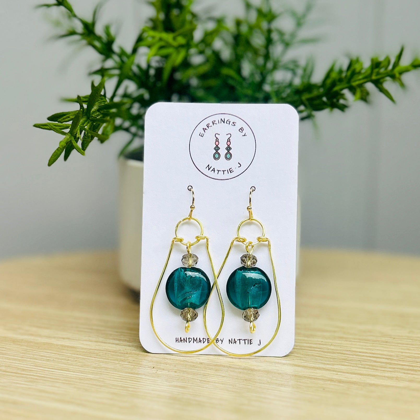 'Boho Teardrop' Gold Teardrop Dangle Beaded Earrings
